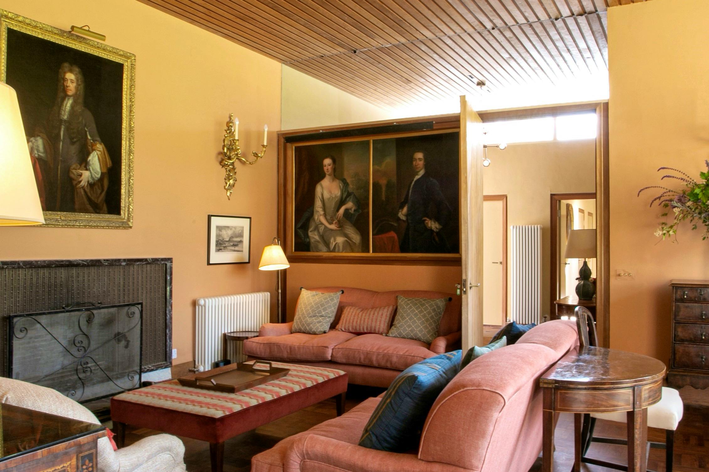 The living room looking towards the fire