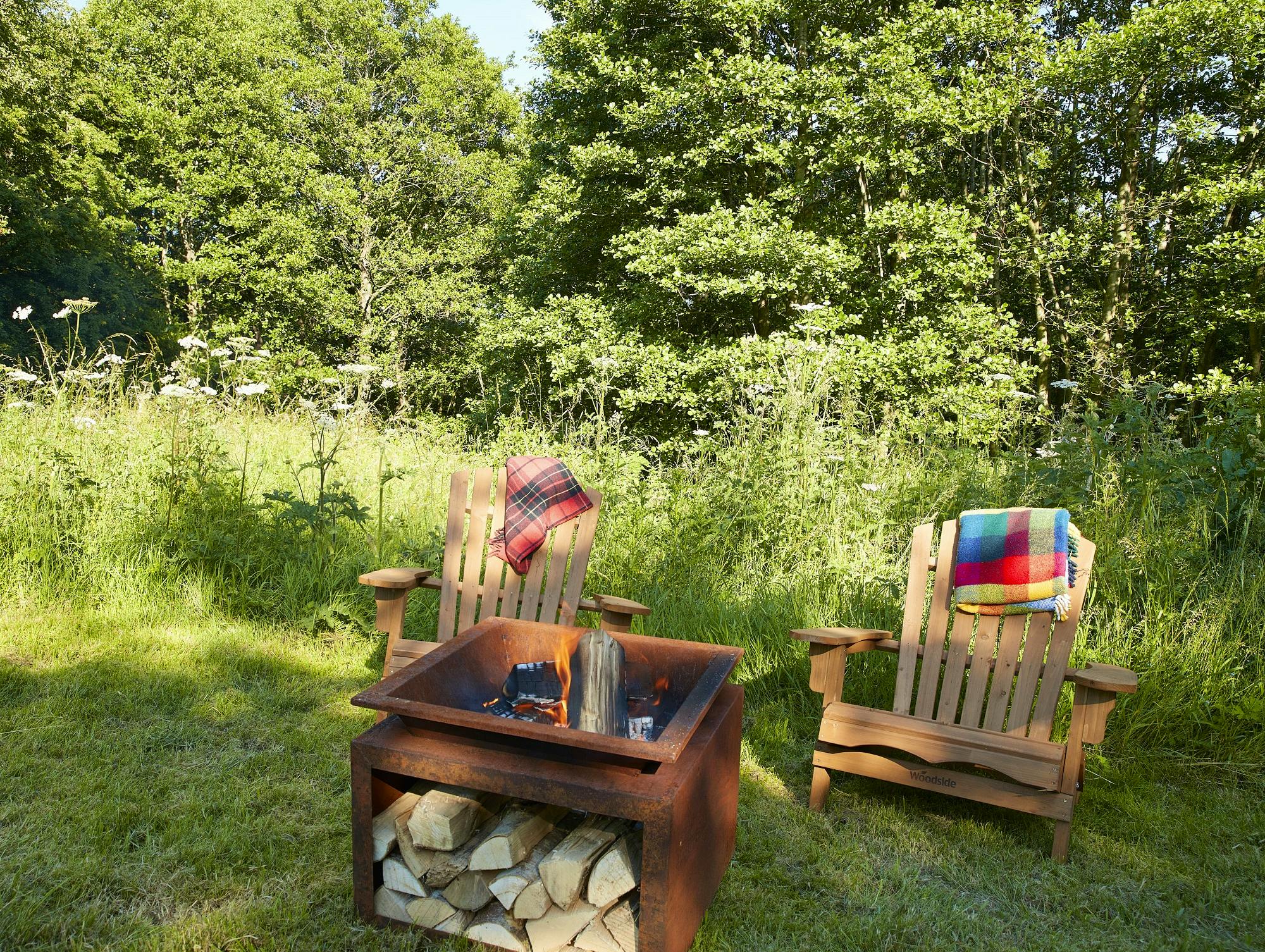 Fire pits are provided at each shepherds hut with complimentary logs, kindling, firelighters and a Weber charcoal BBQ with locally sourced charcoal