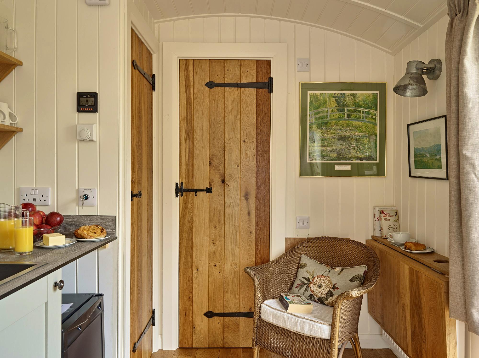 Hawthorn Retreat kitchen with ensuite shower room.  dining table folded down into position 