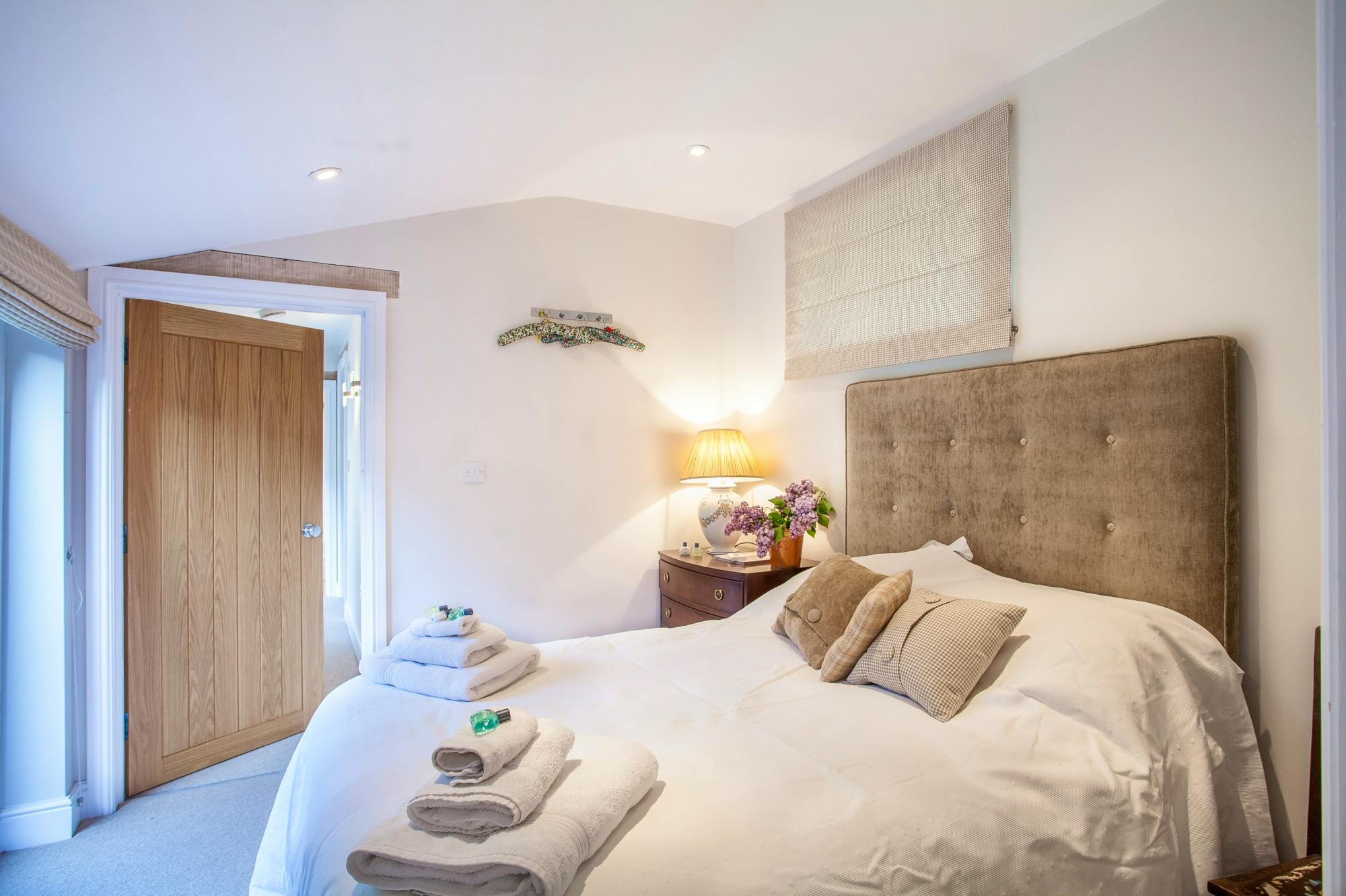 Taupe bedroom in pool house