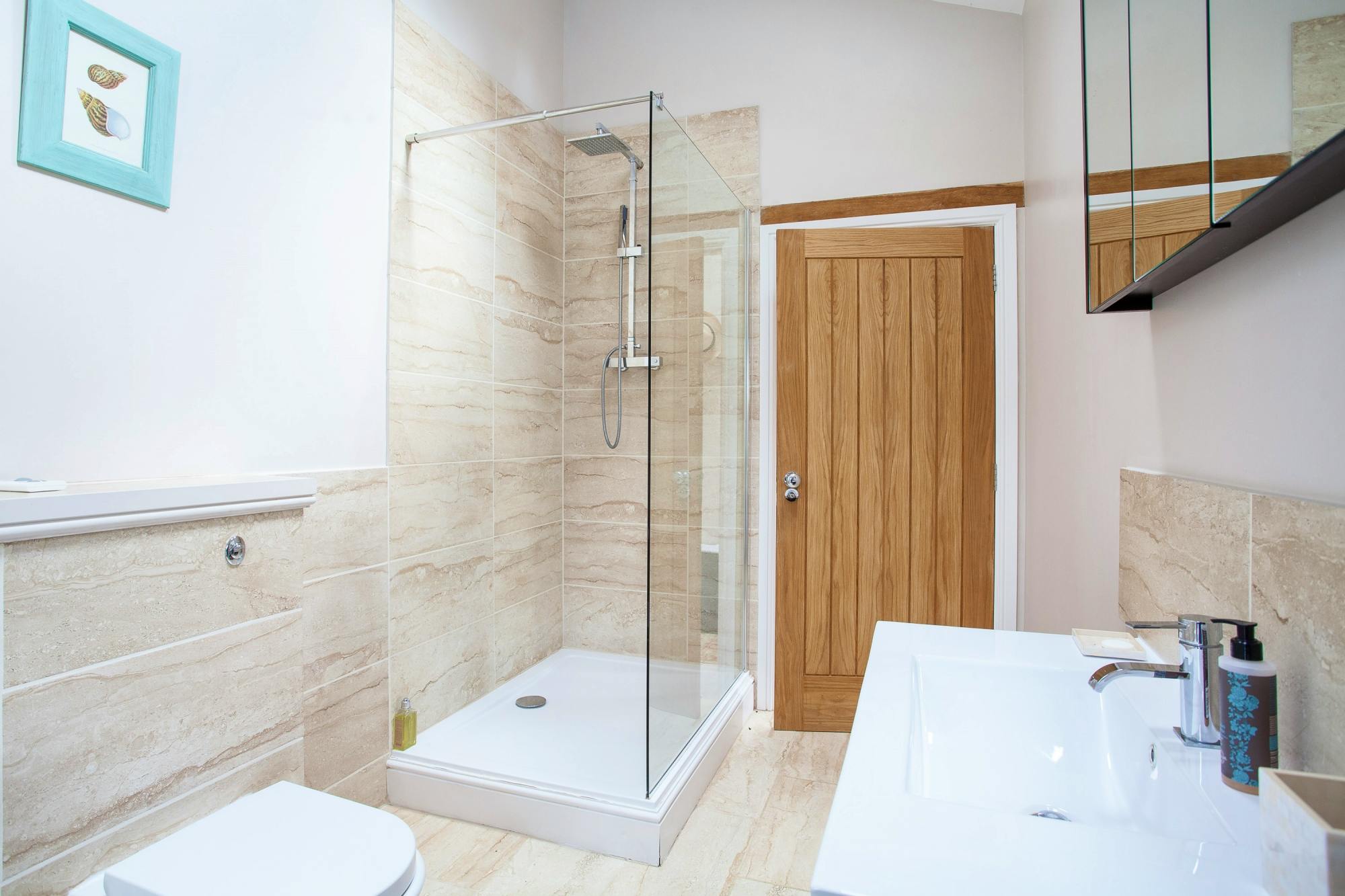 Checked bedroom ensuite shower room