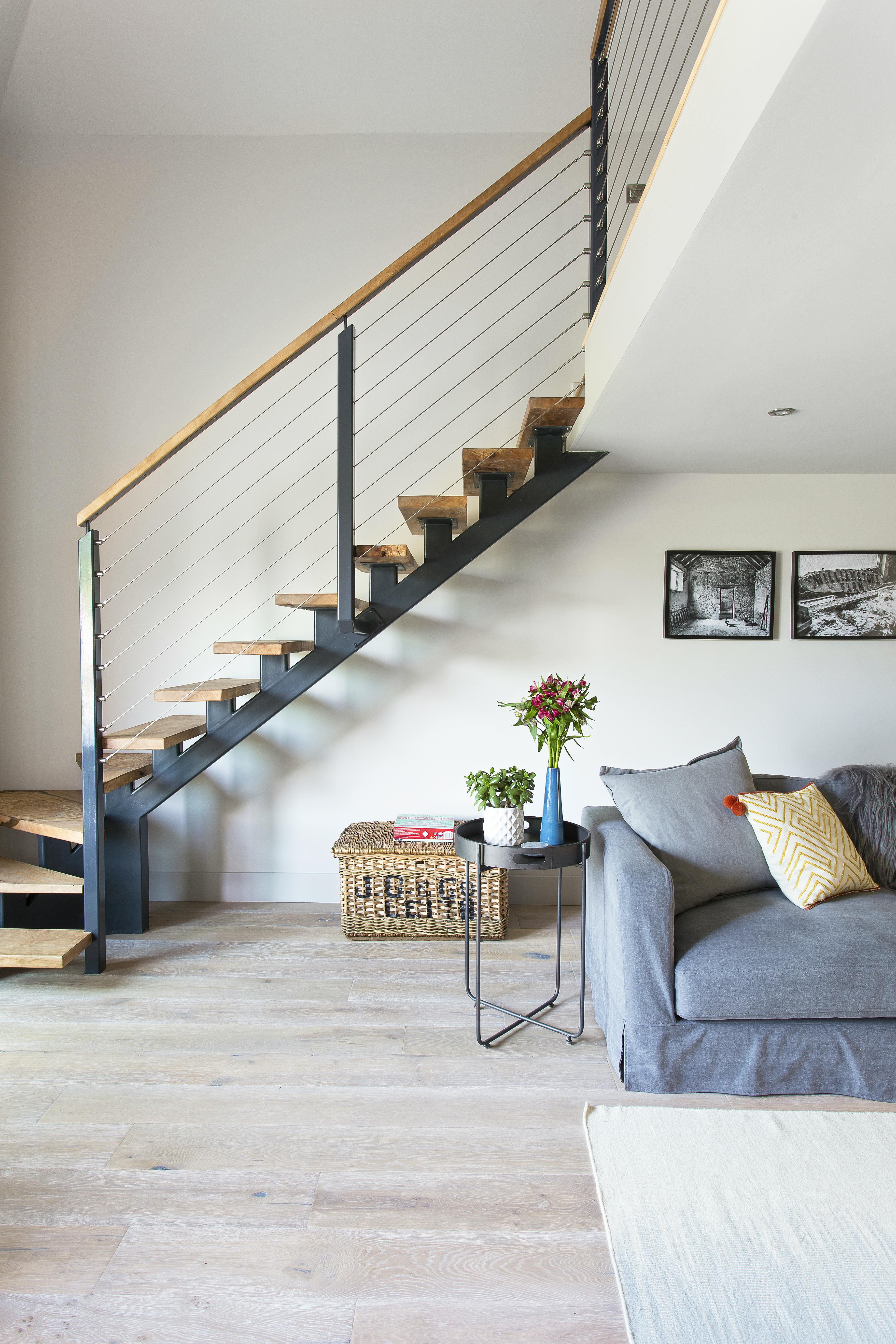 Hand crafted oak staircase to mezzanine