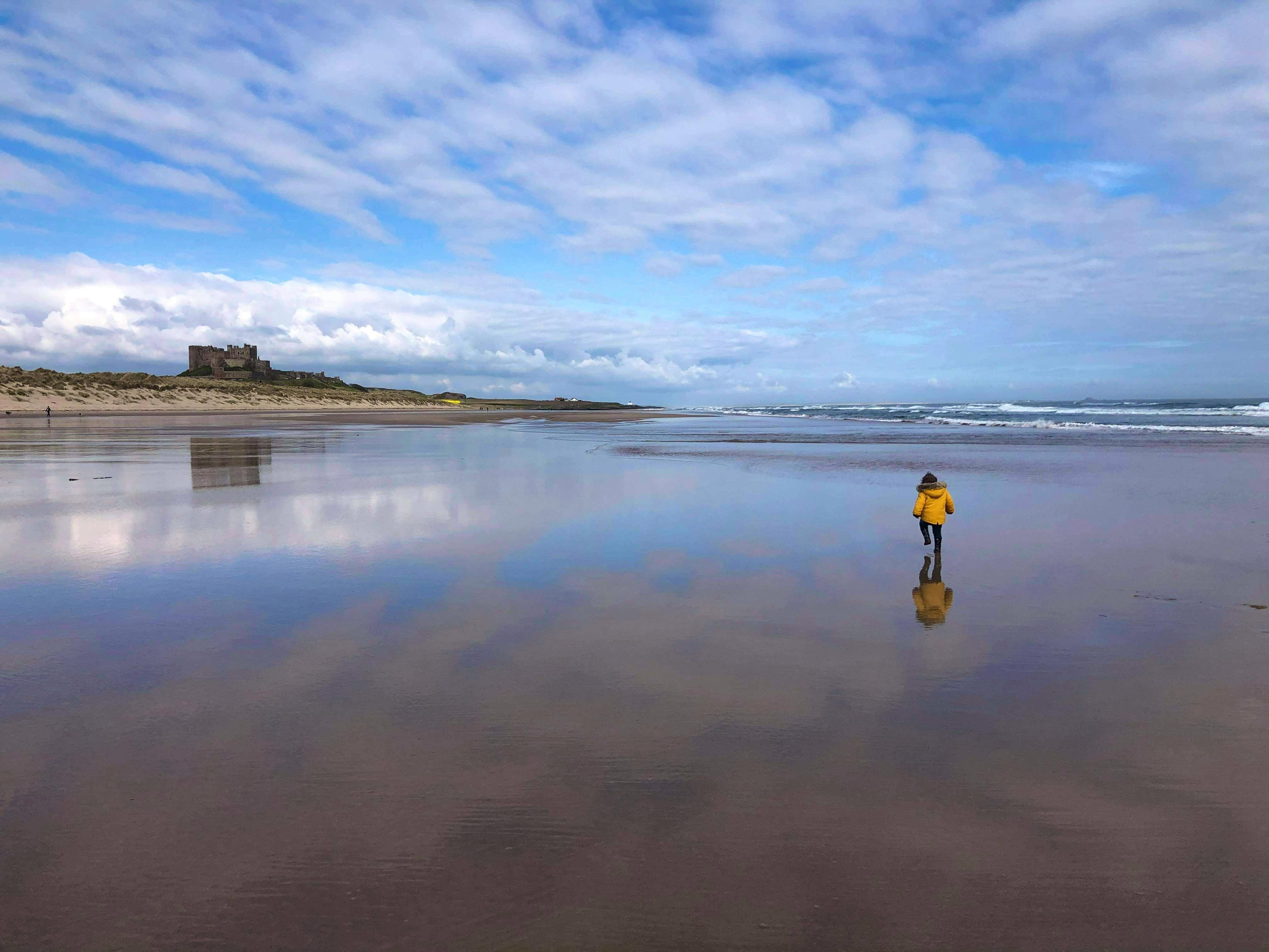 The enormous Bamburgh Beach is just across the Dunes. Magical for all ages and all times of the year