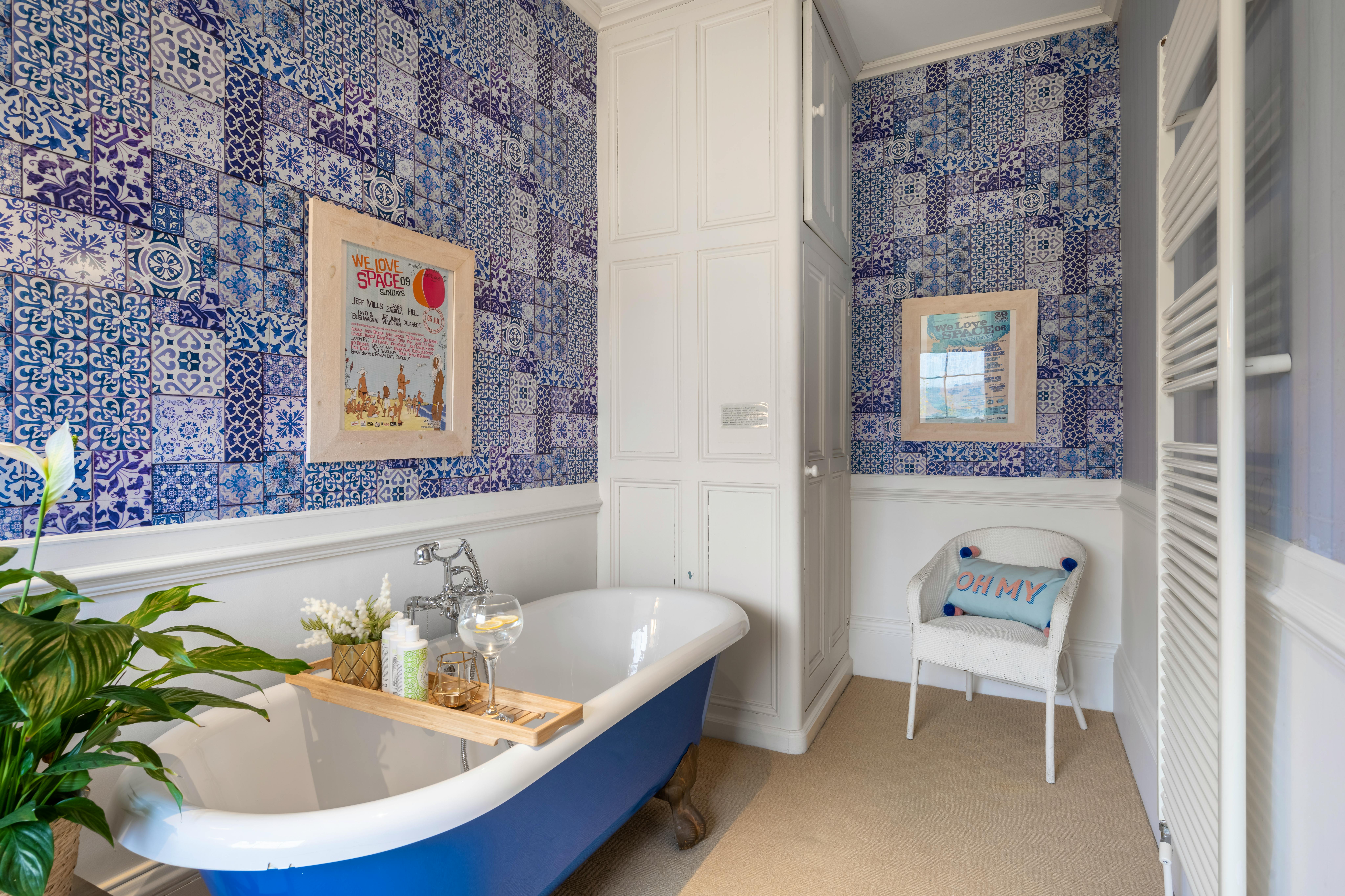 Blue room ensuite with shower 