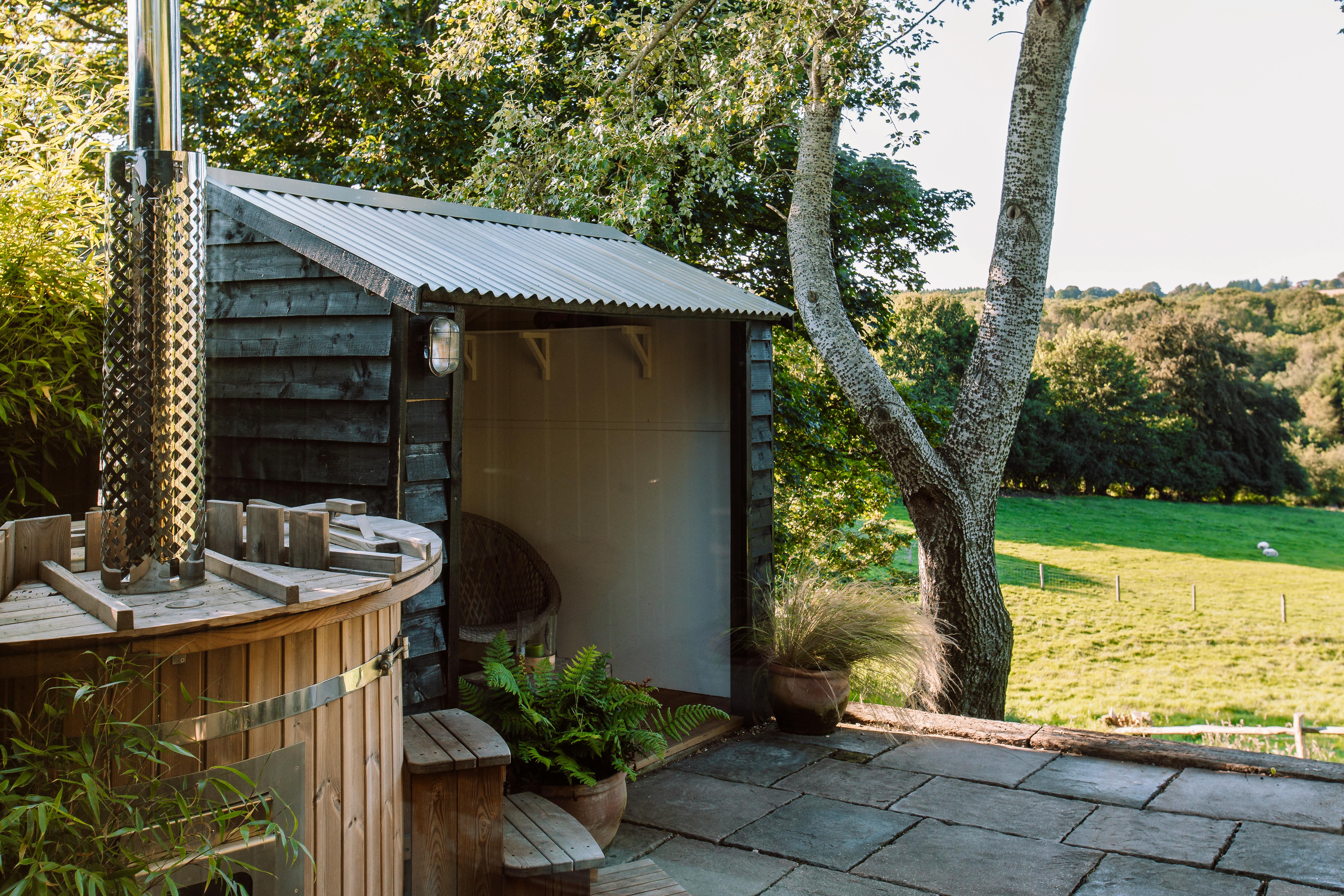 The wood fired hot tub & bothy nook