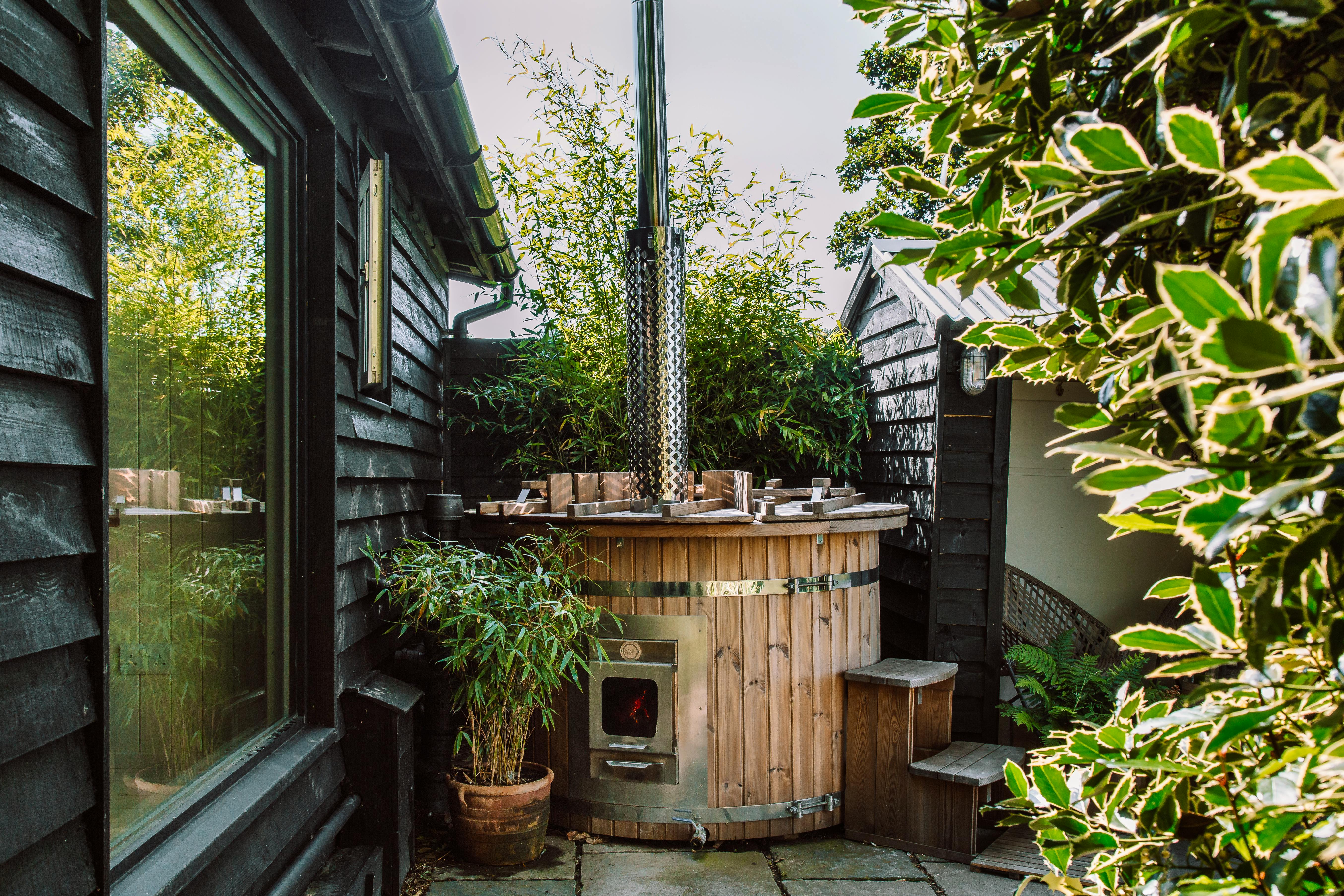 Picture window & hot tub