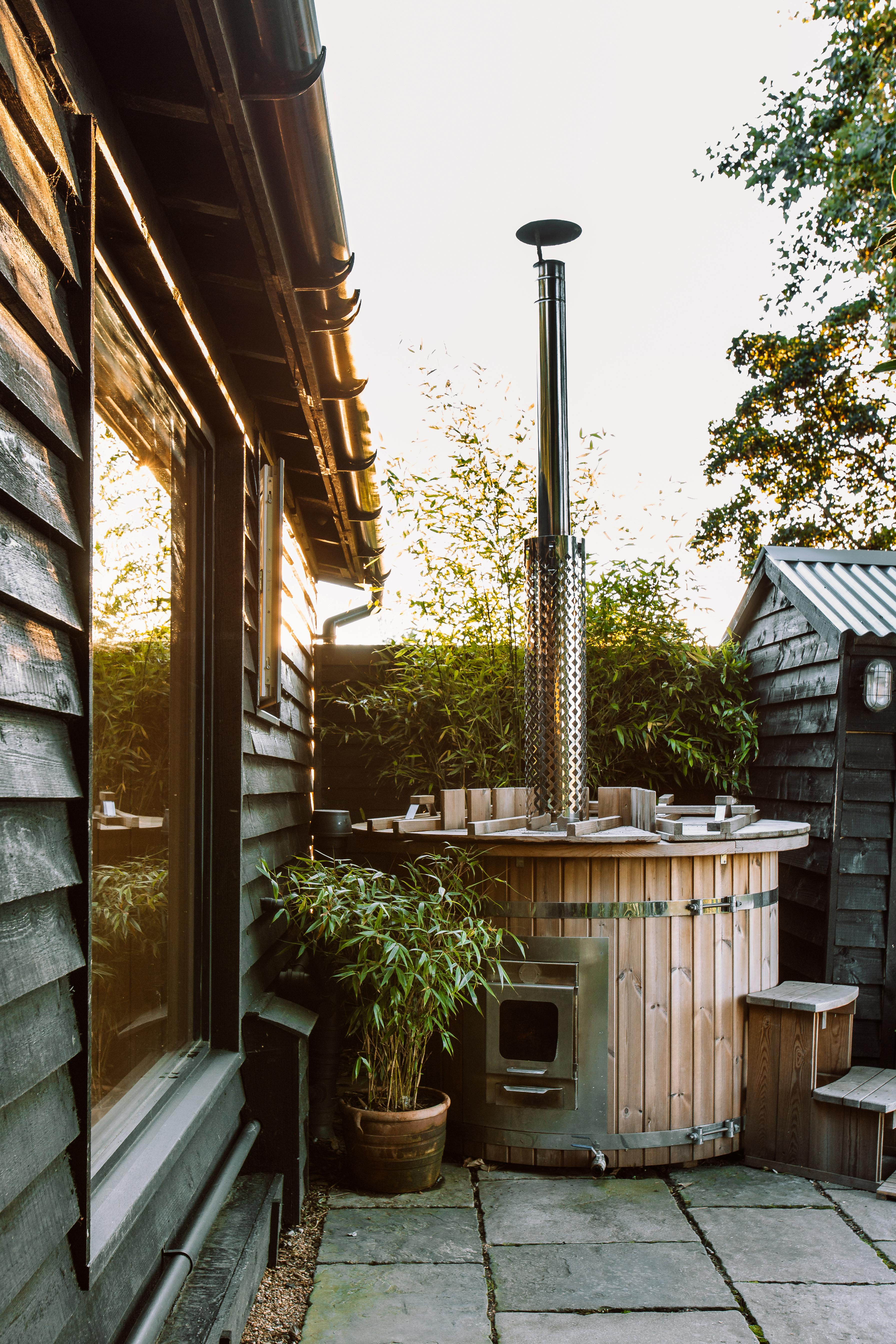Picture window & hot tub