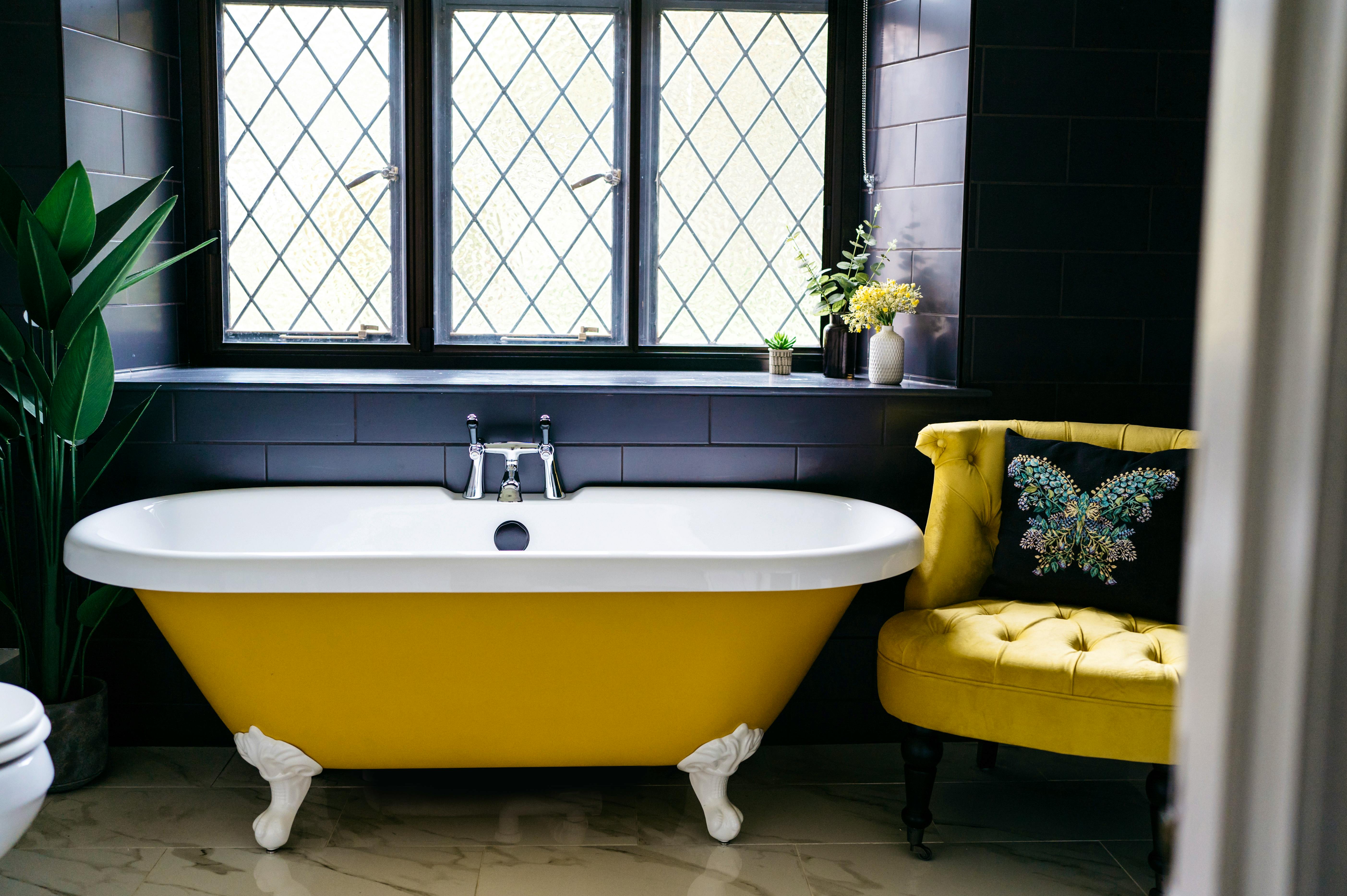 Bathroom with free standing bath