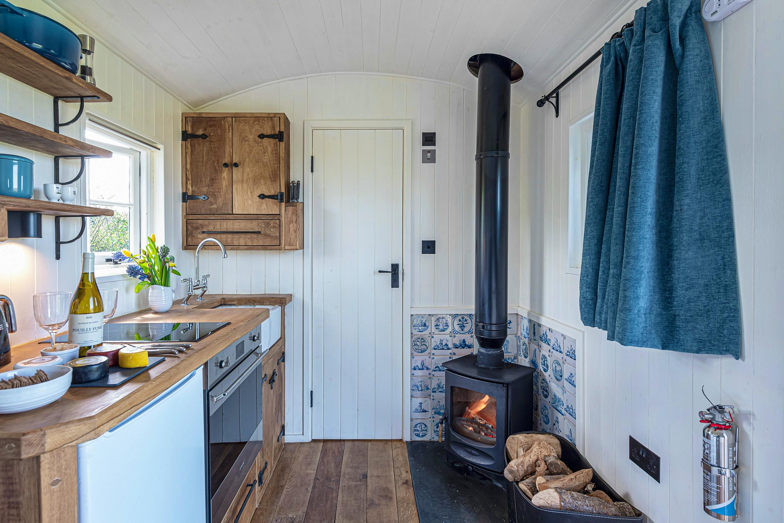 Cozy log fire and wood