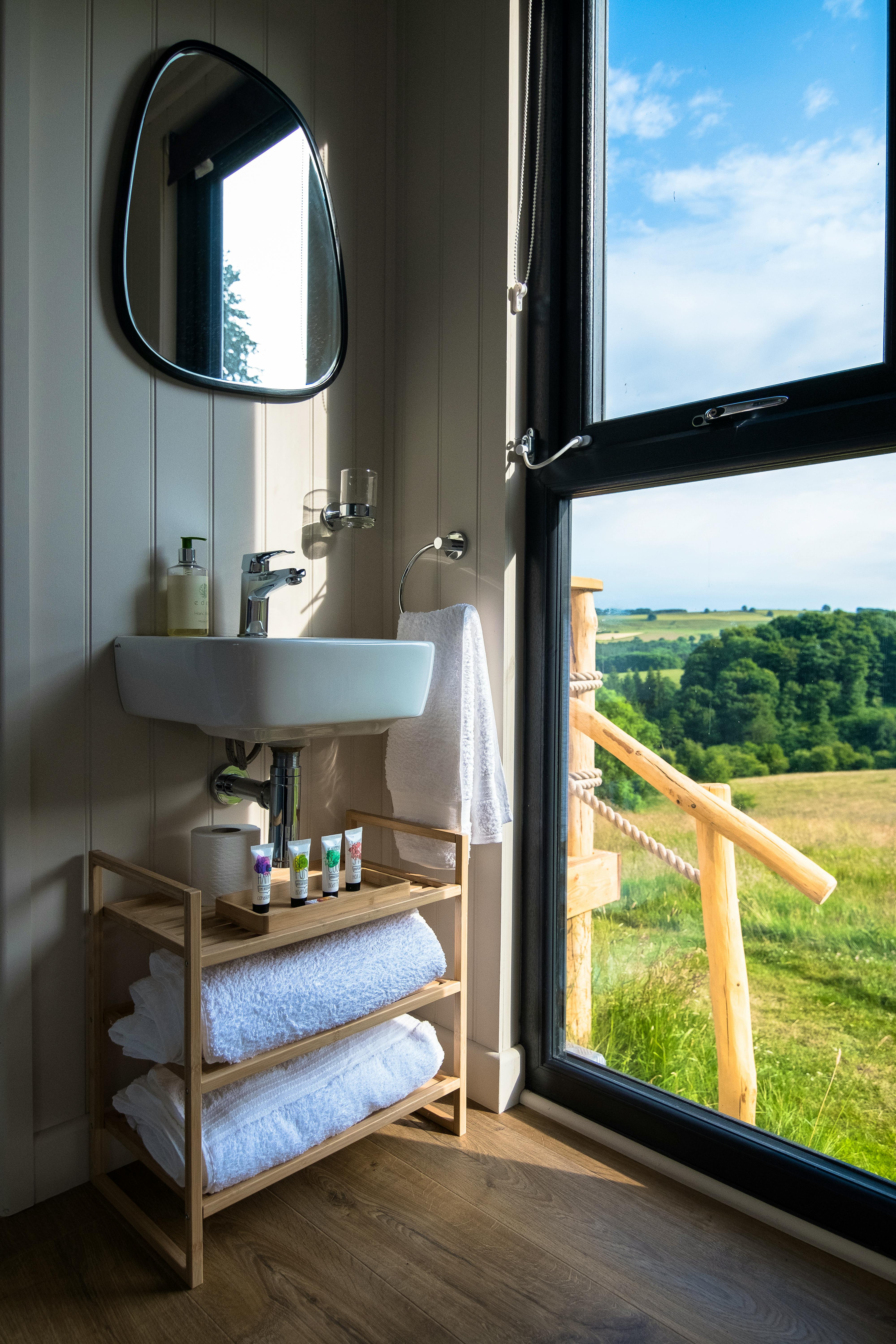 Fluffy towels and toiletries 