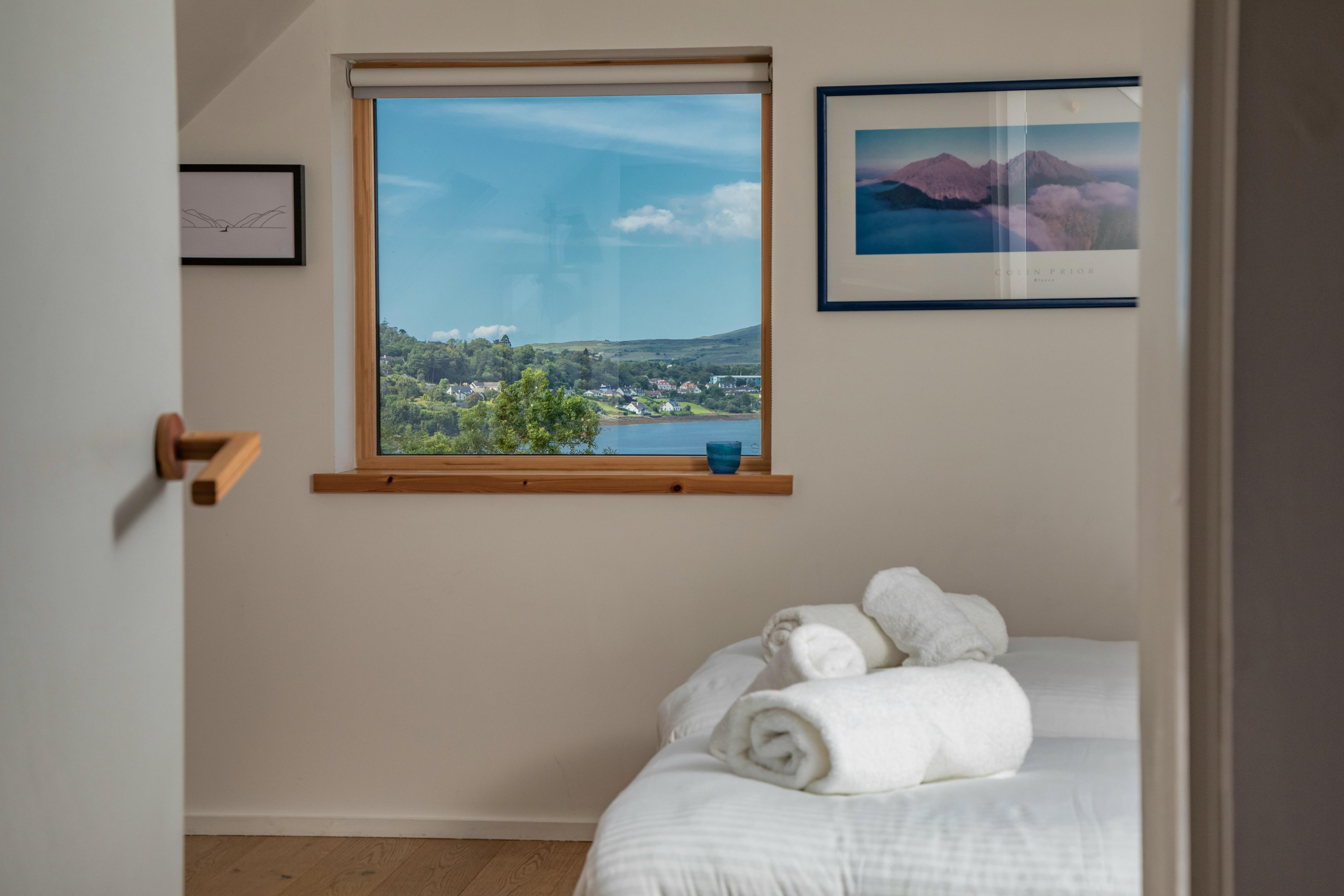 Upstairs twin bedroom Portree views