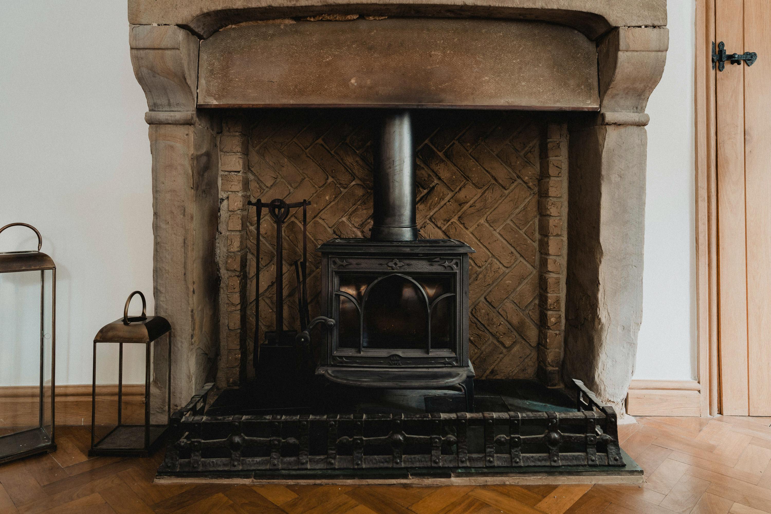 Fireplace in dining room 