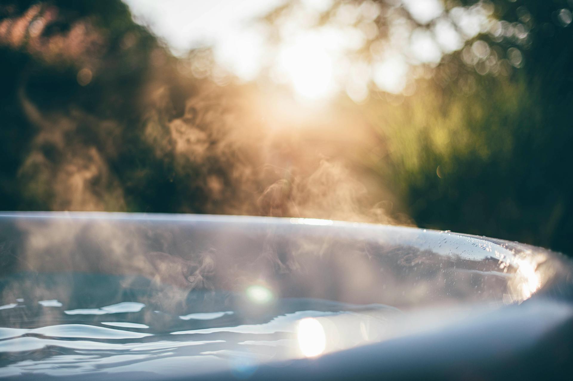 Steamy hot tub at Nantseren