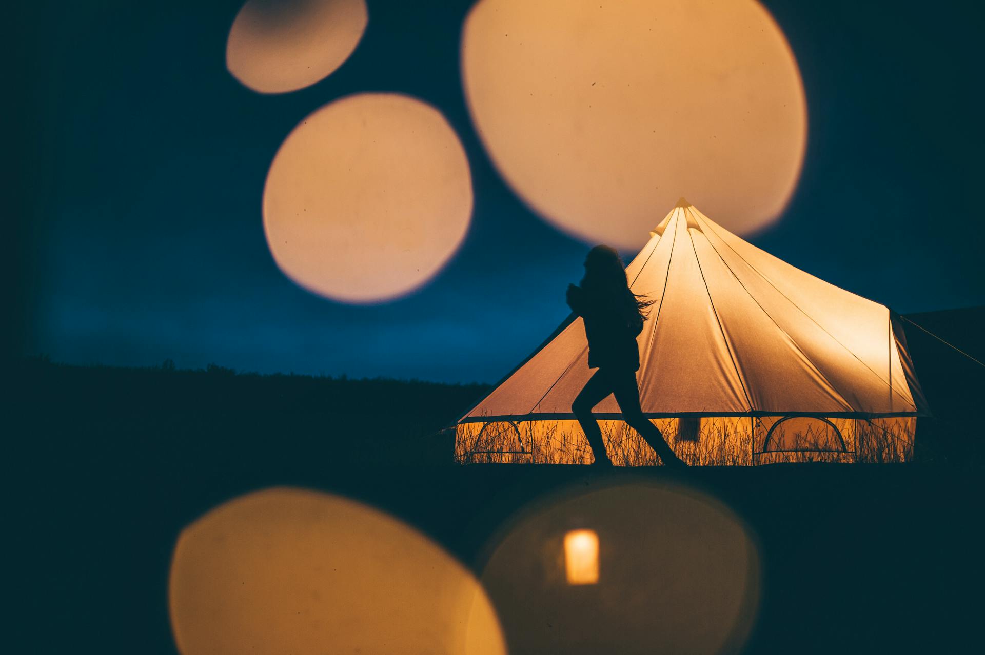 Tents at night at Nantseren