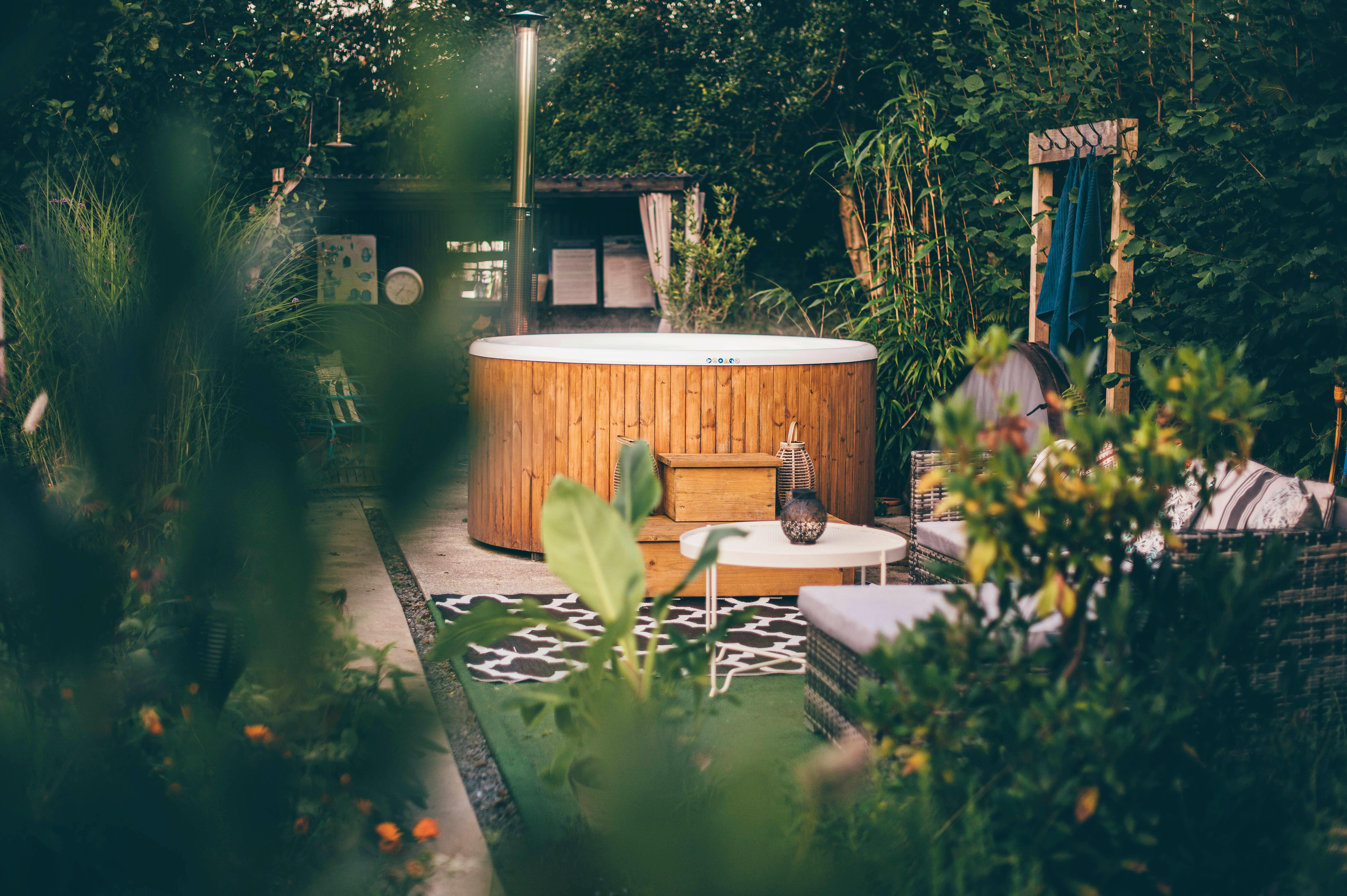 Wood-fired hot tub at Nantserenn