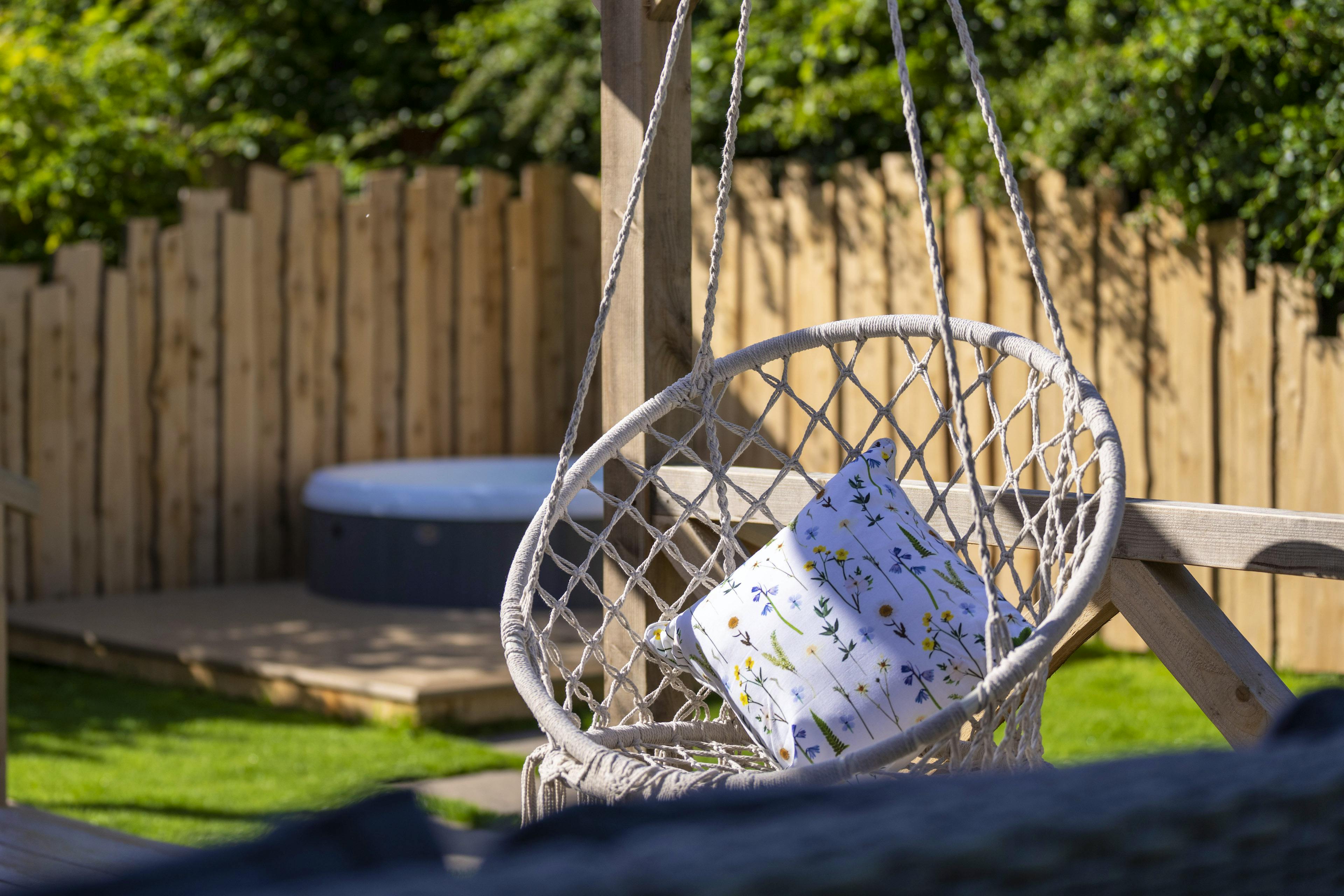 Relax in the hot tub or swing seats