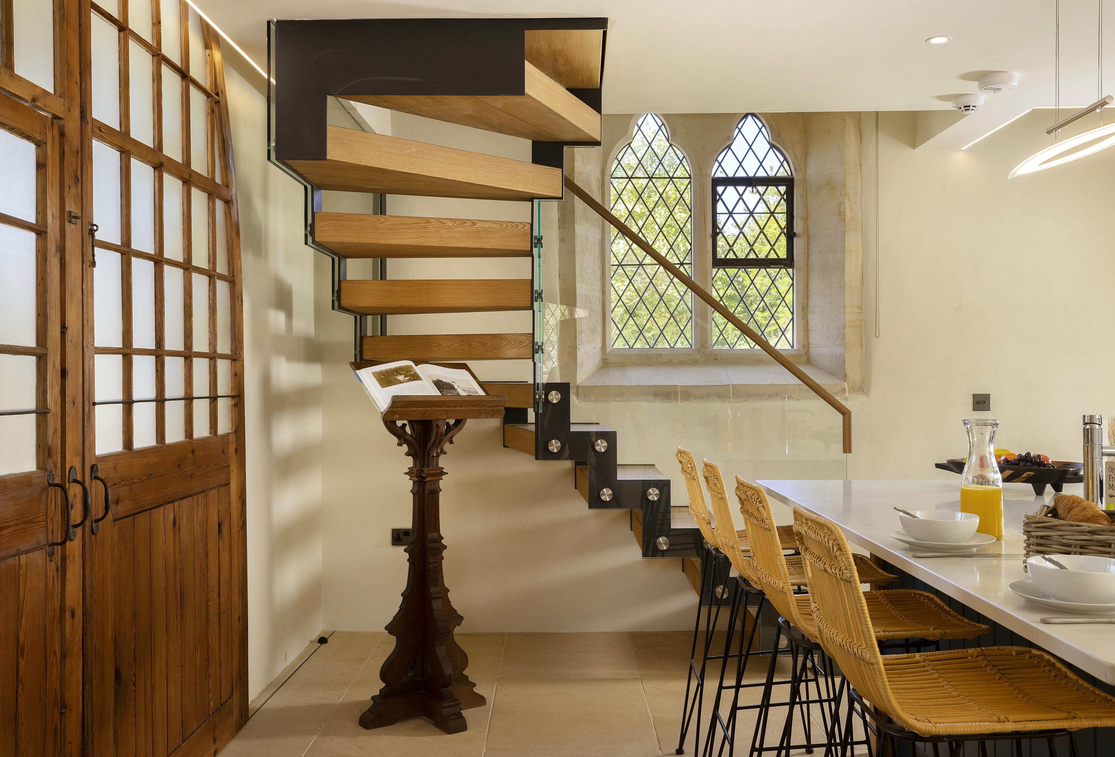 Designer glass & steel staircase