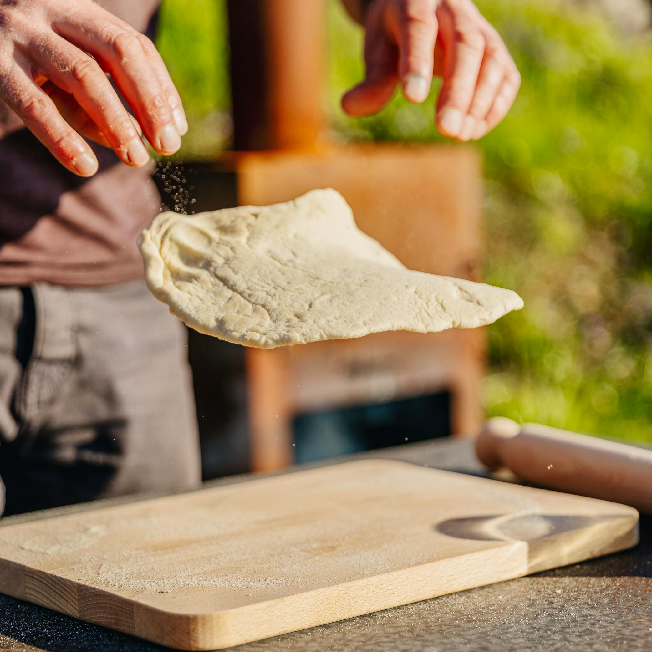 Preparing the pizza dough