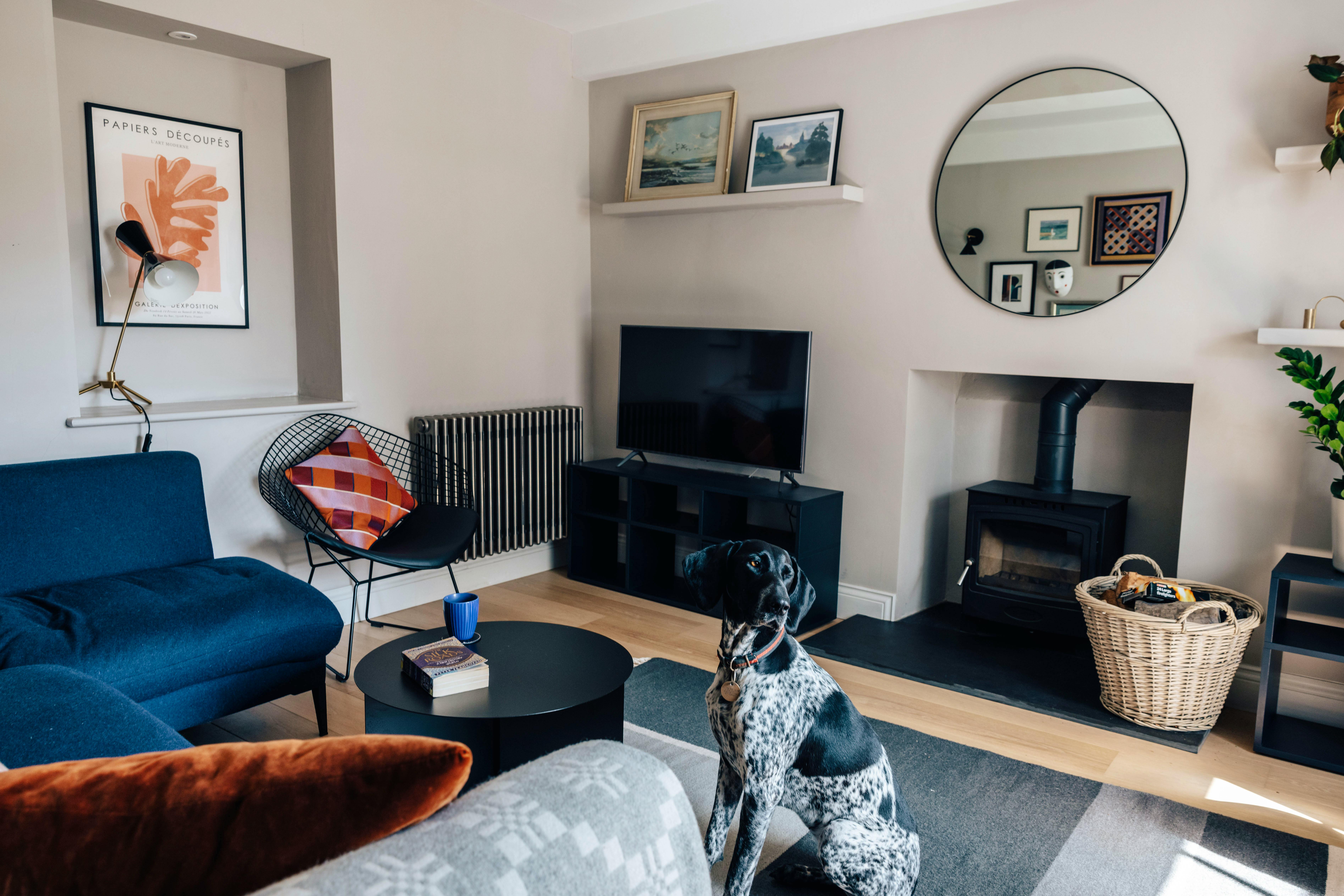 Sitting room with log burner & TV