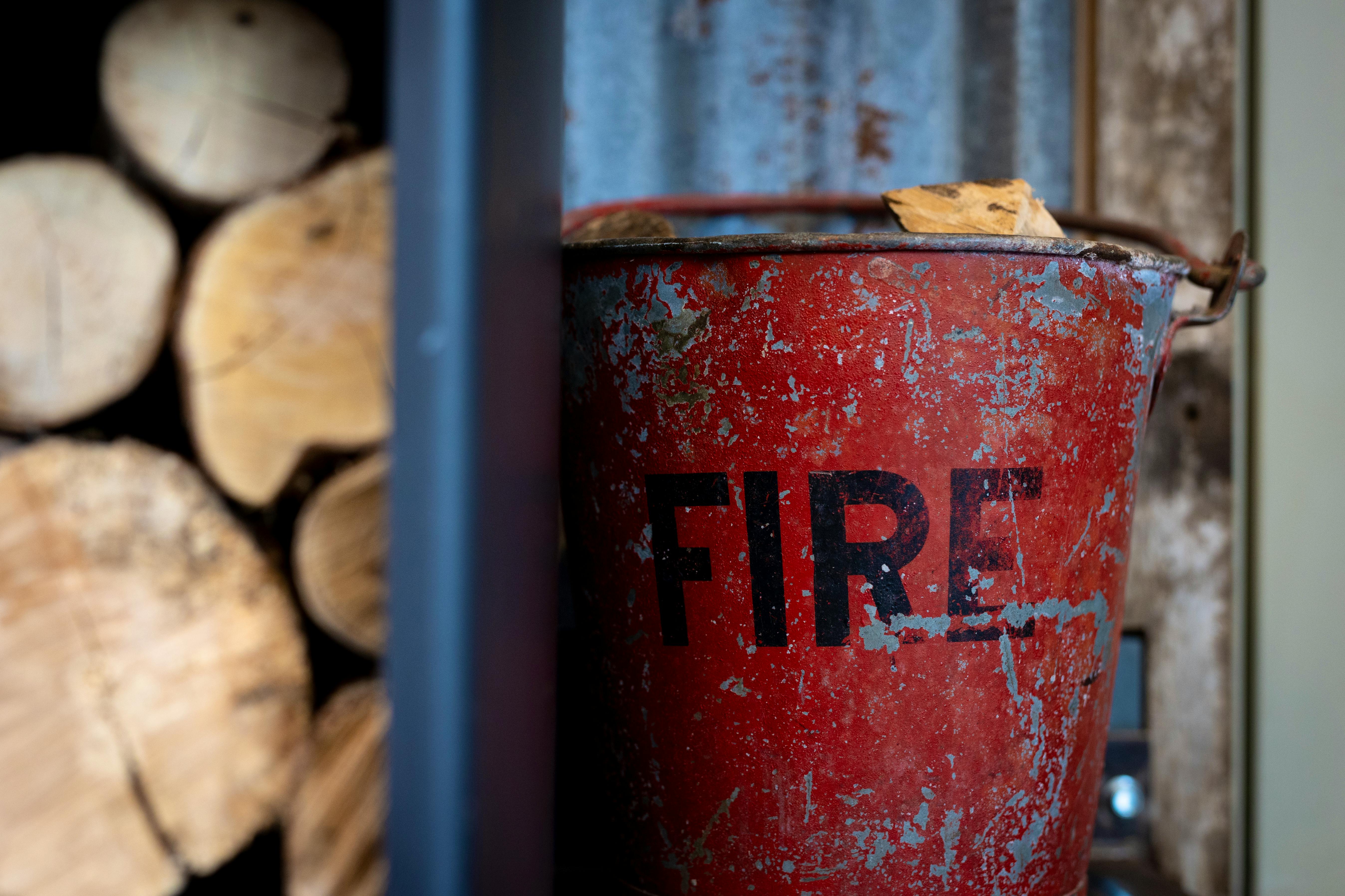 Vintage fire bucket for kindling