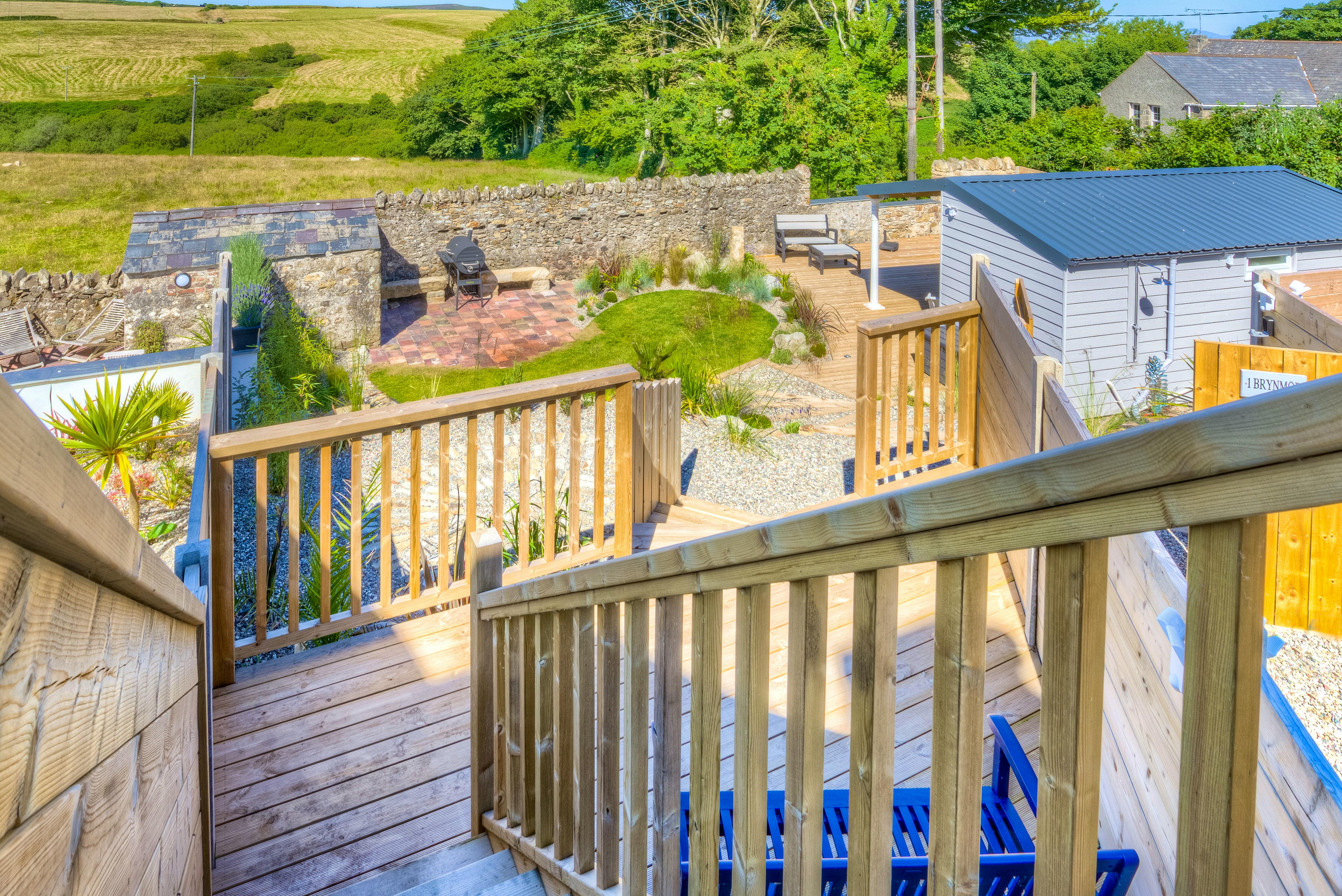 Steps to the garden and hot tub