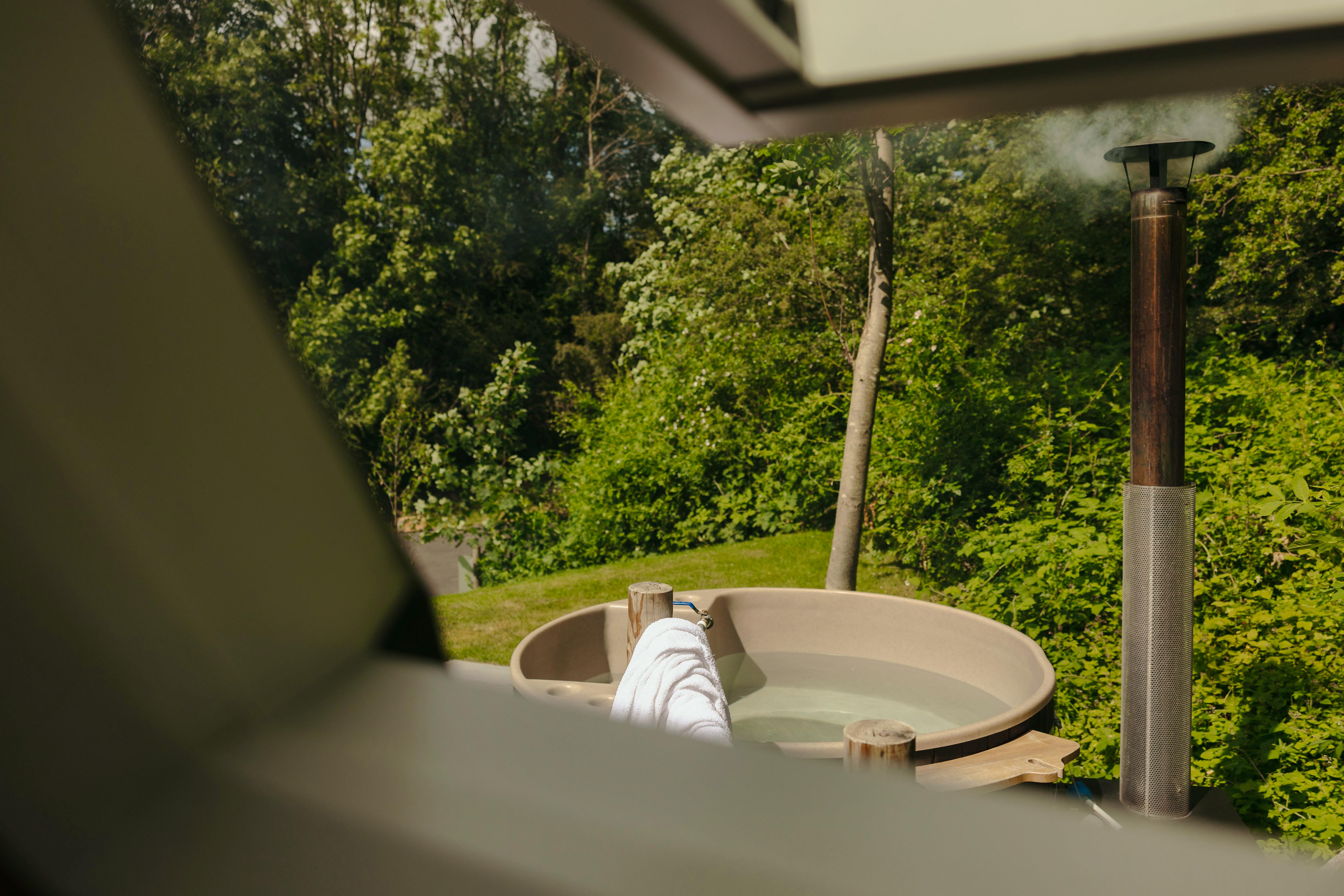 Each cabin has its own hot tub