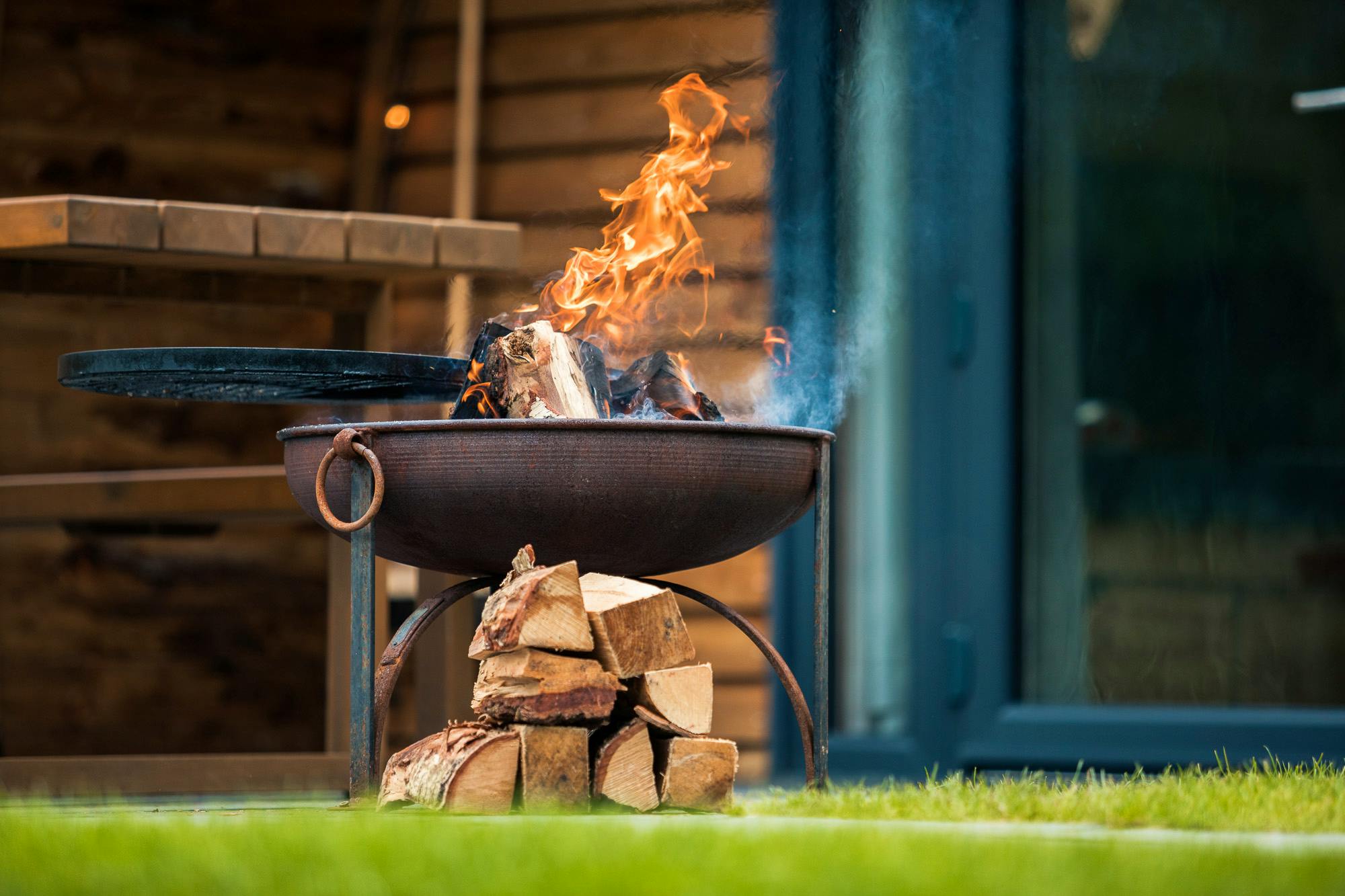 Fire Pit and Swing BBQ Grill