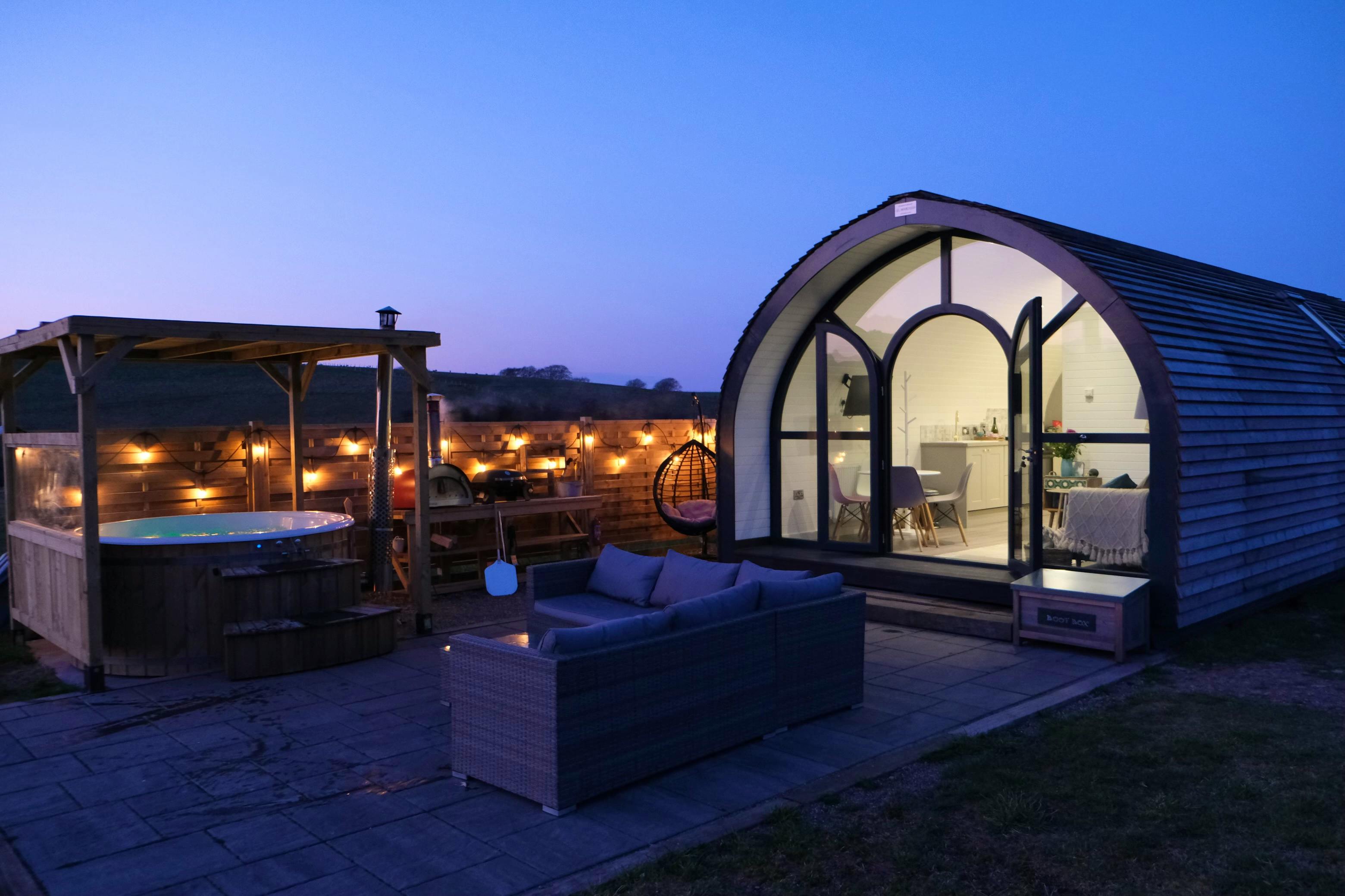 Evening glow with hot tub