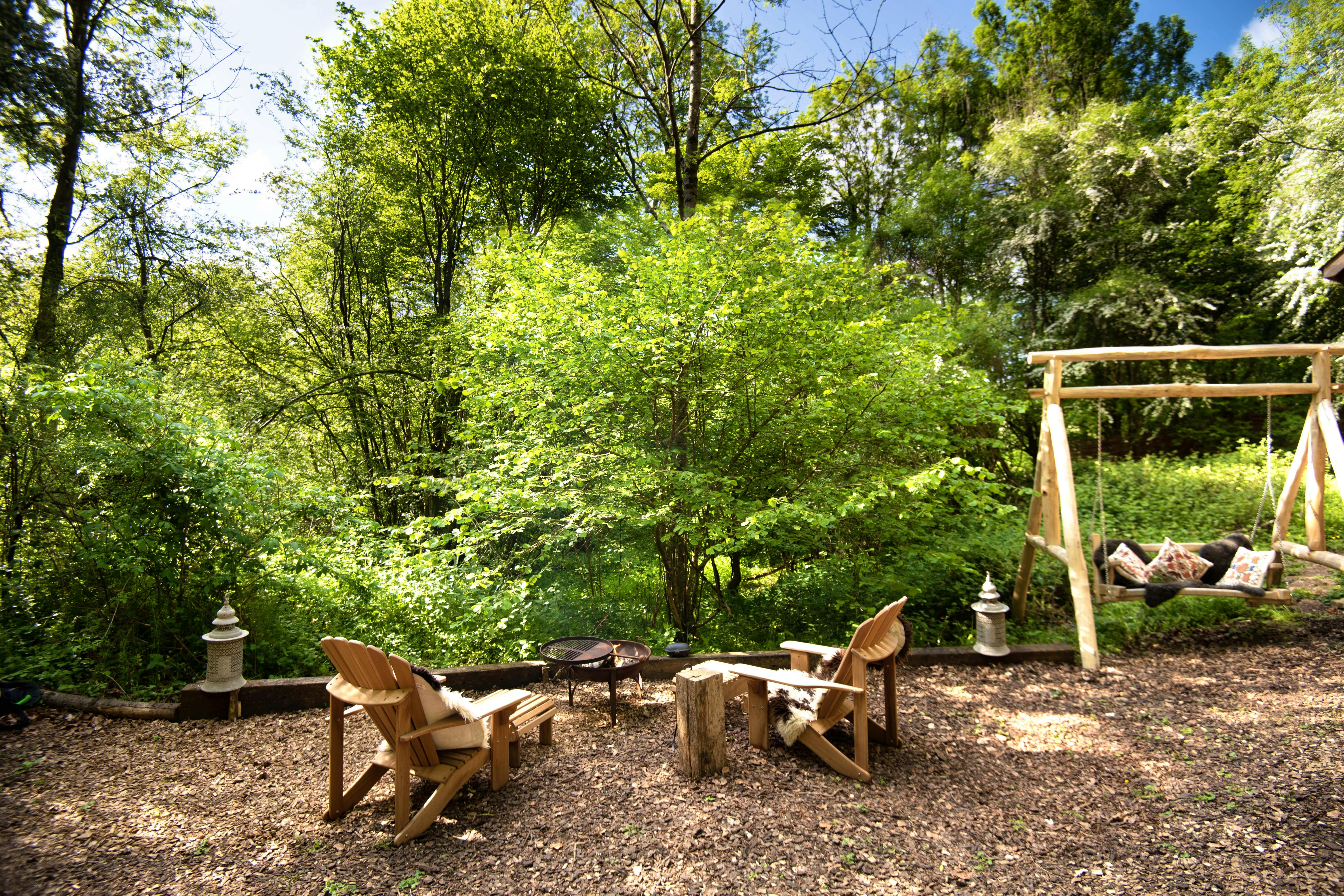 Firepit and swing-seat