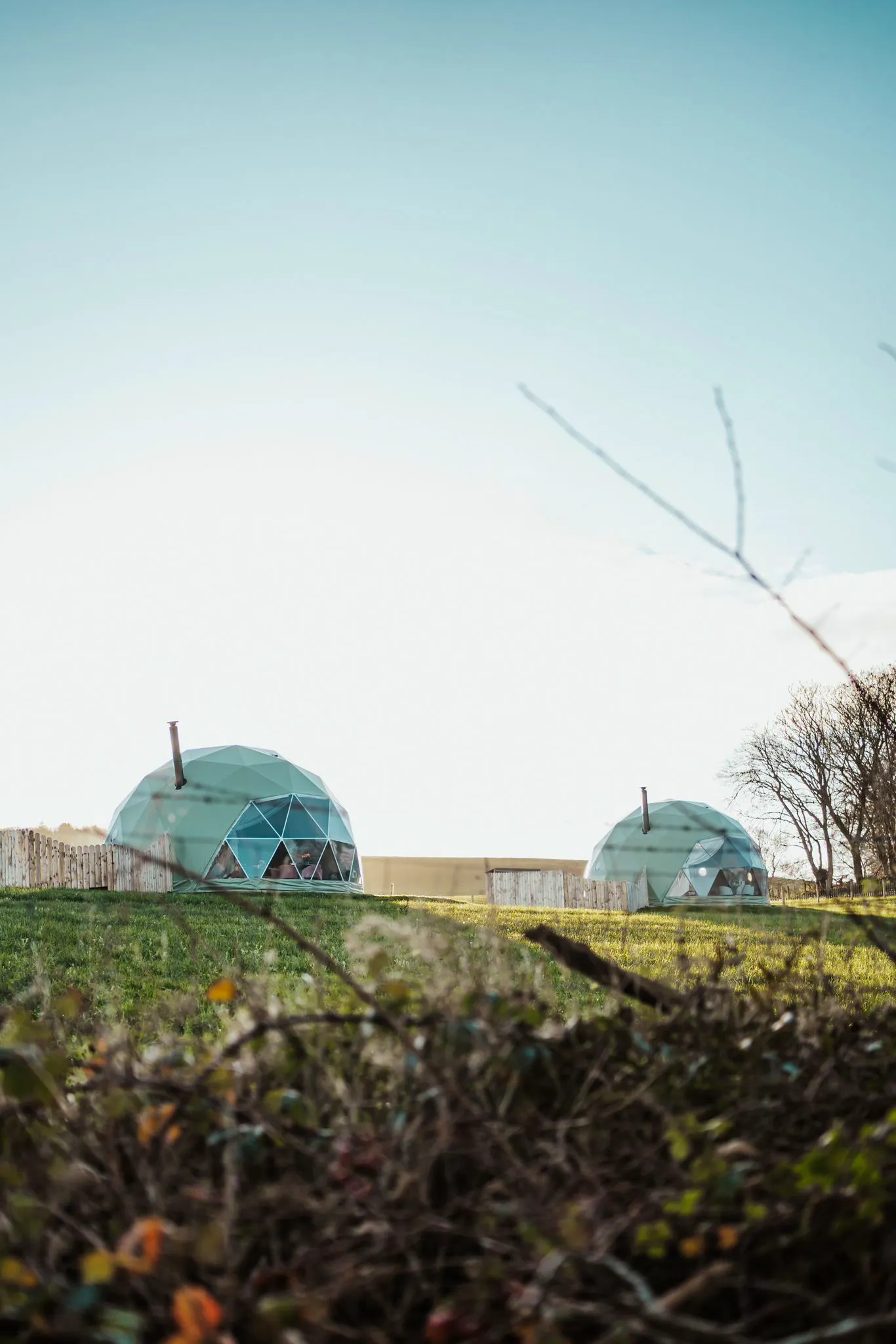 Domes by the Sea - Two geodomes overlooking the sea