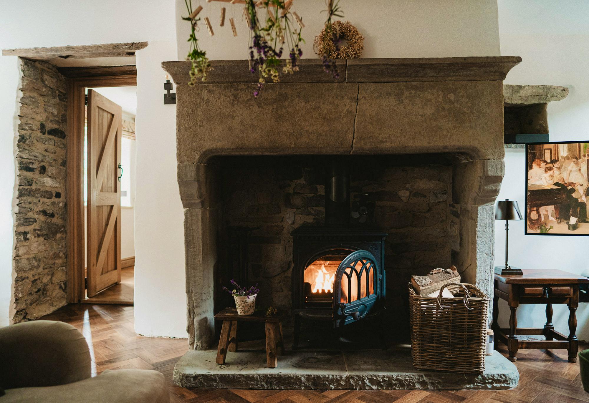wood-burner in the lounge