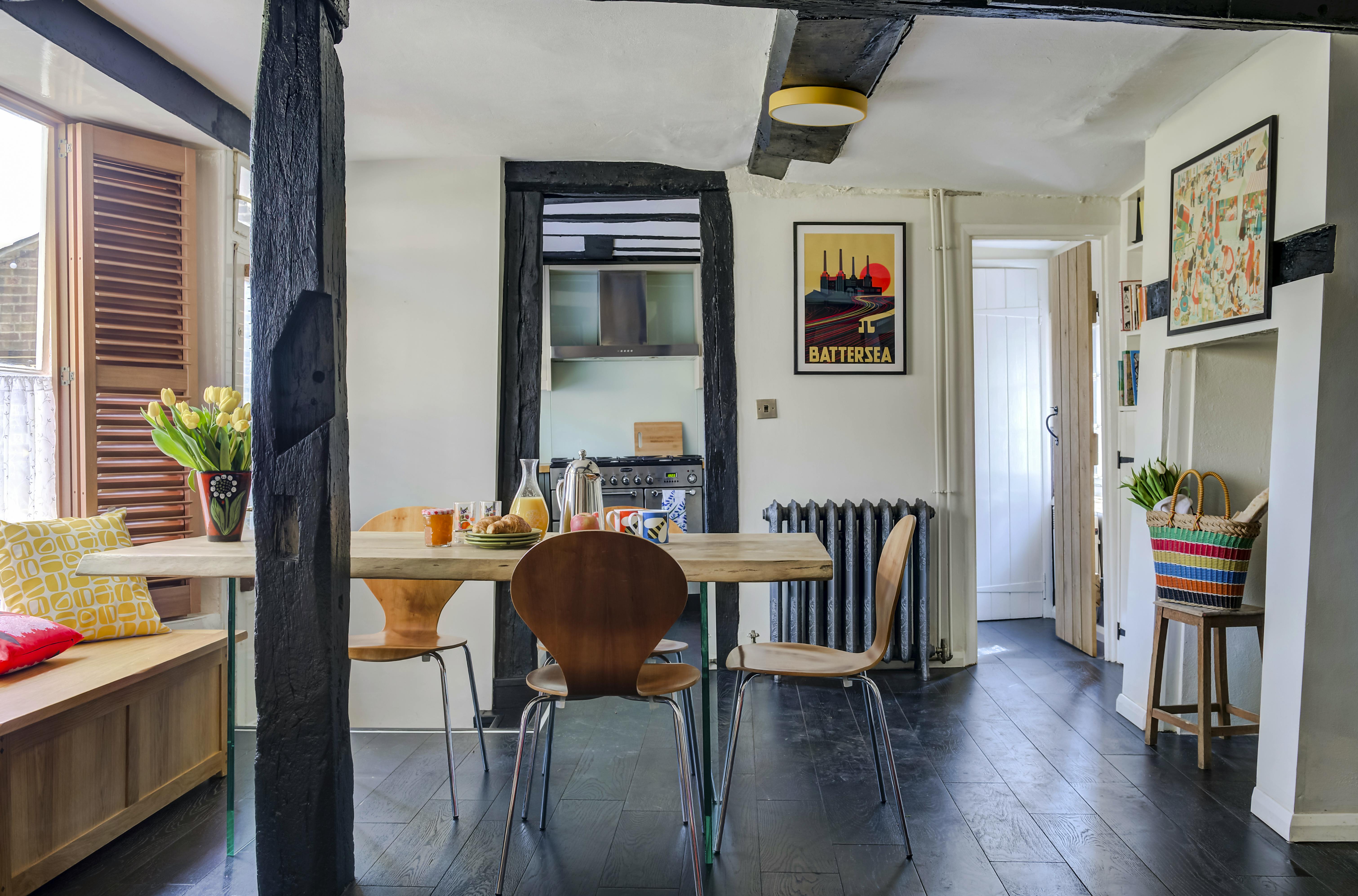 Big wooden table great to hang out 