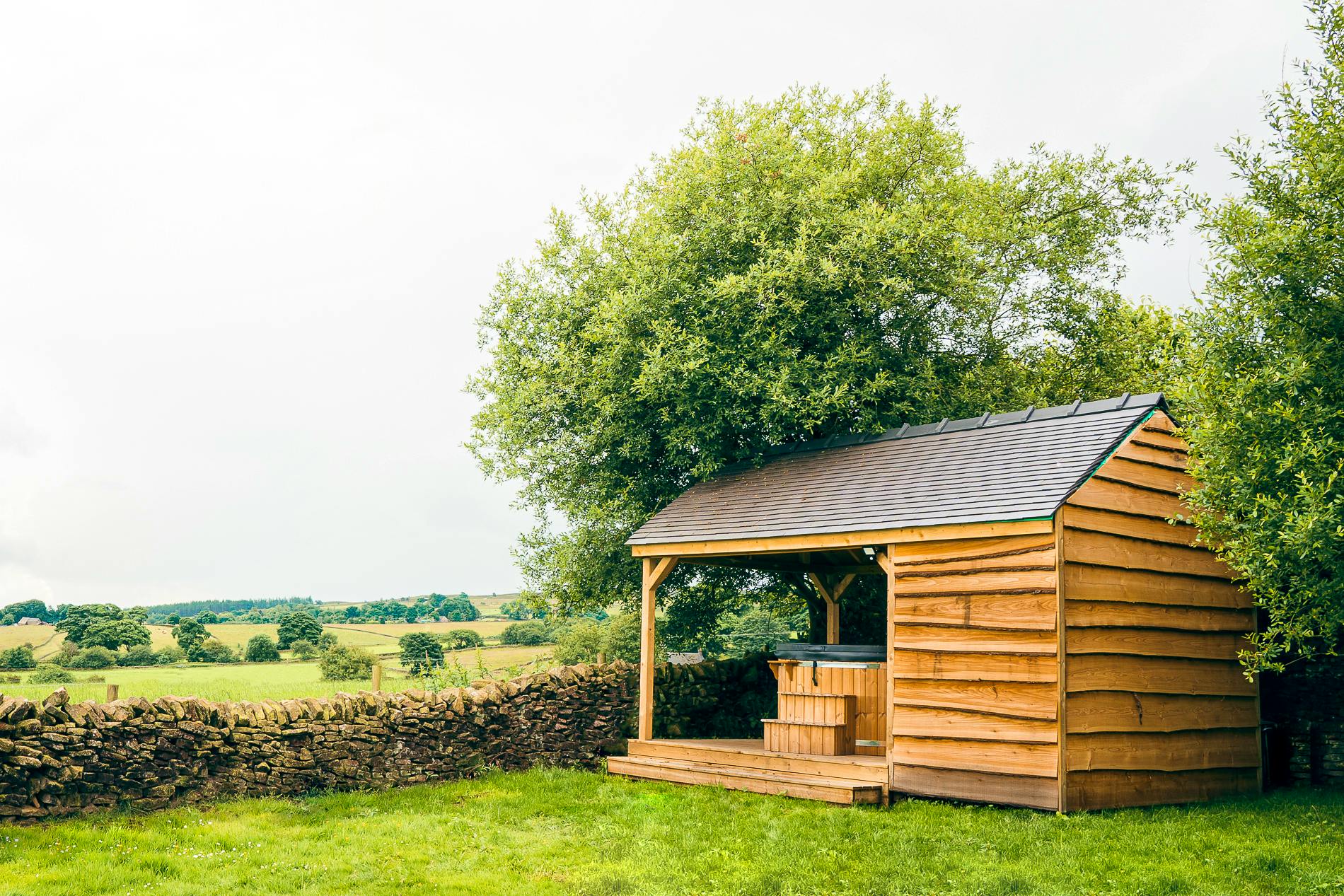 Wood fired hot tub with great views