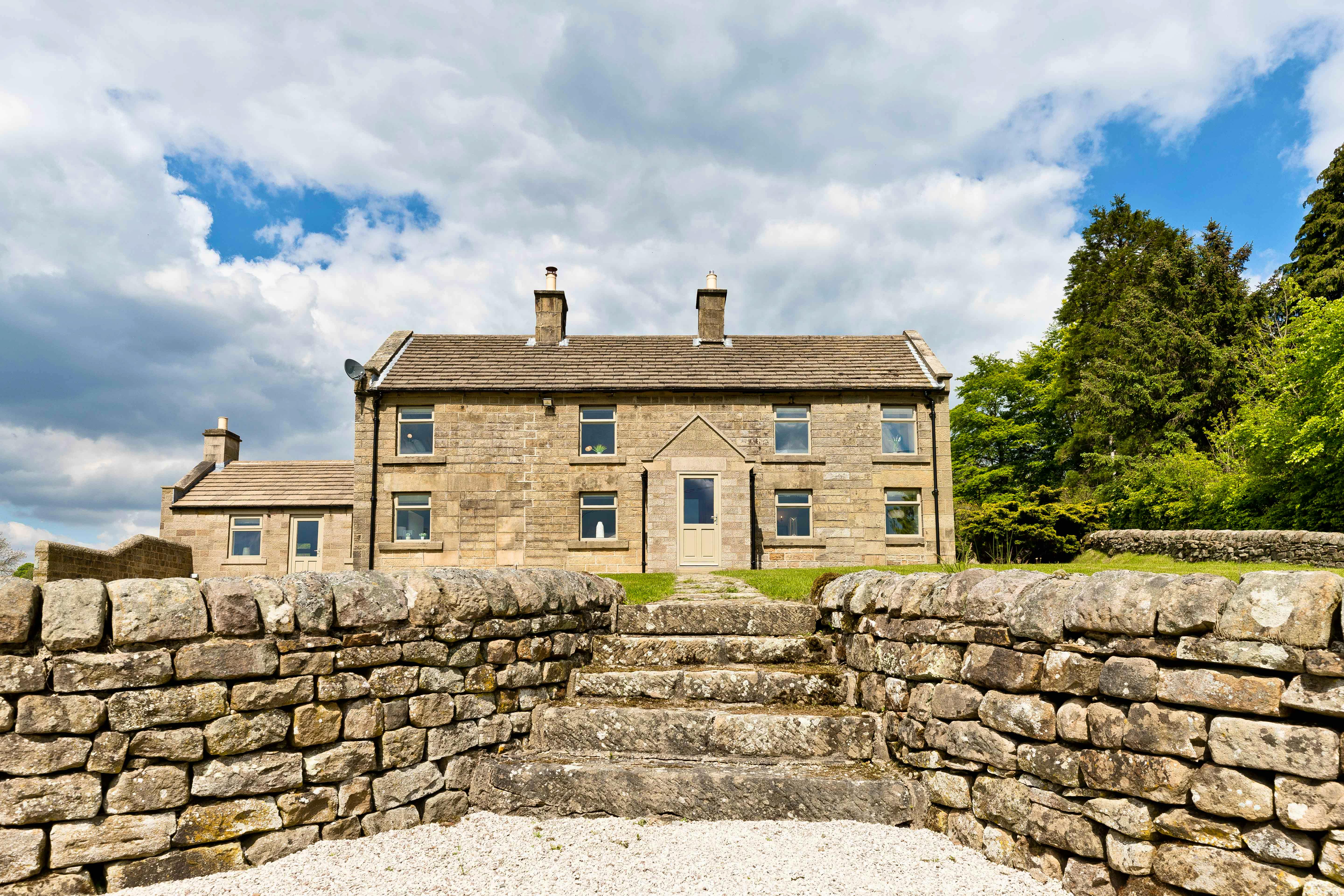 View of the front of the farmhouse