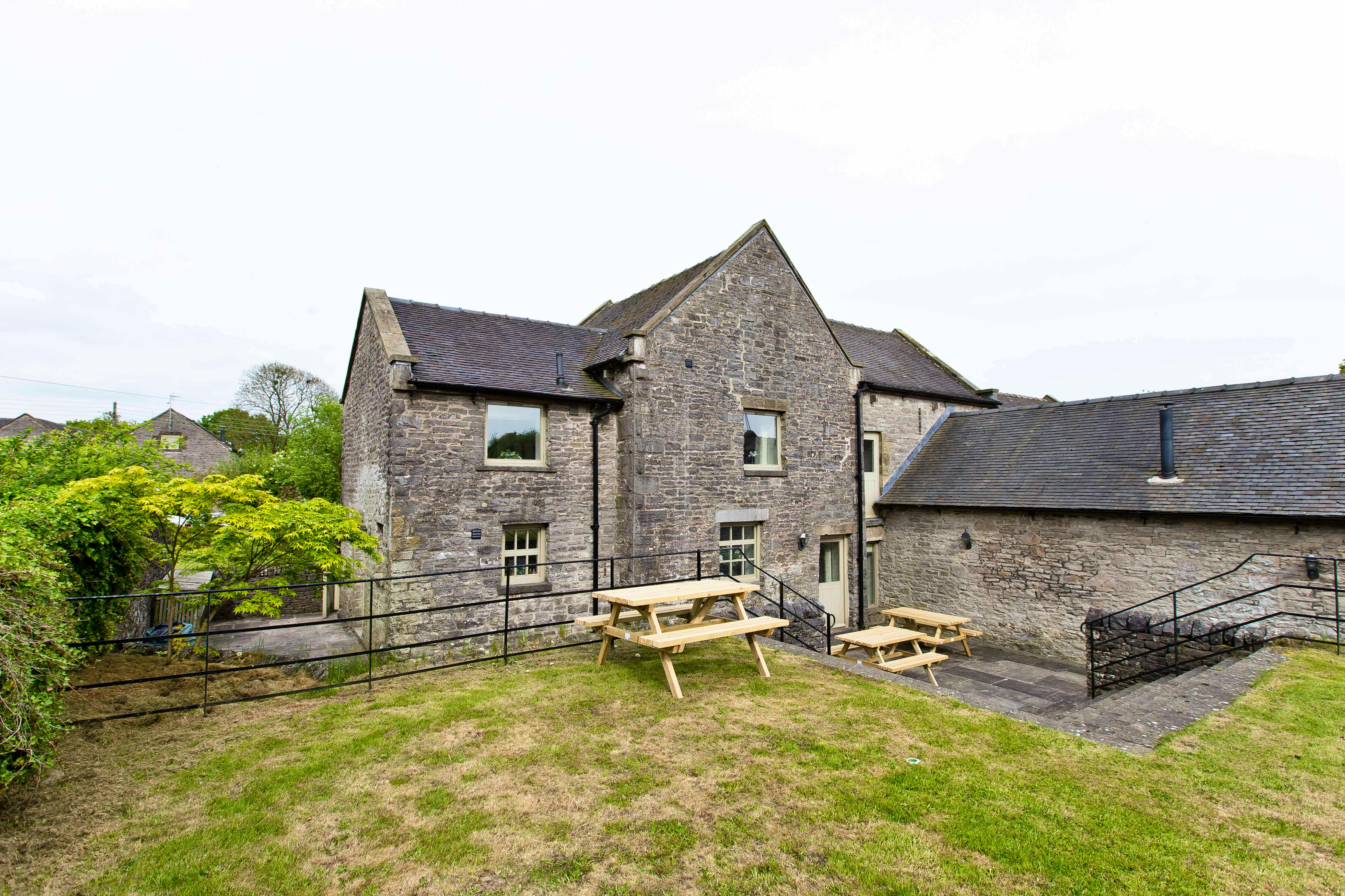 Lawned area behind the property