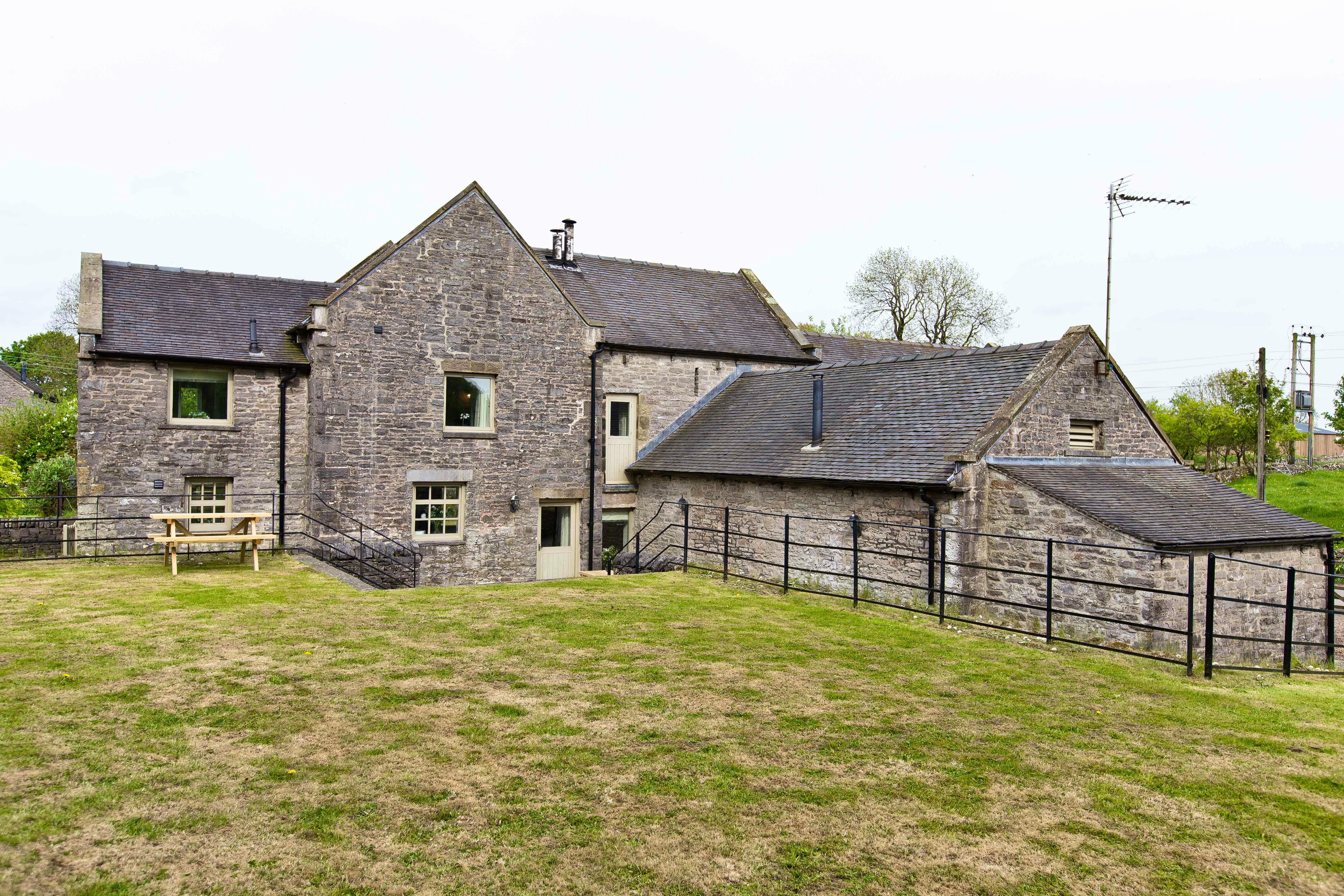 Lawned area behind the property