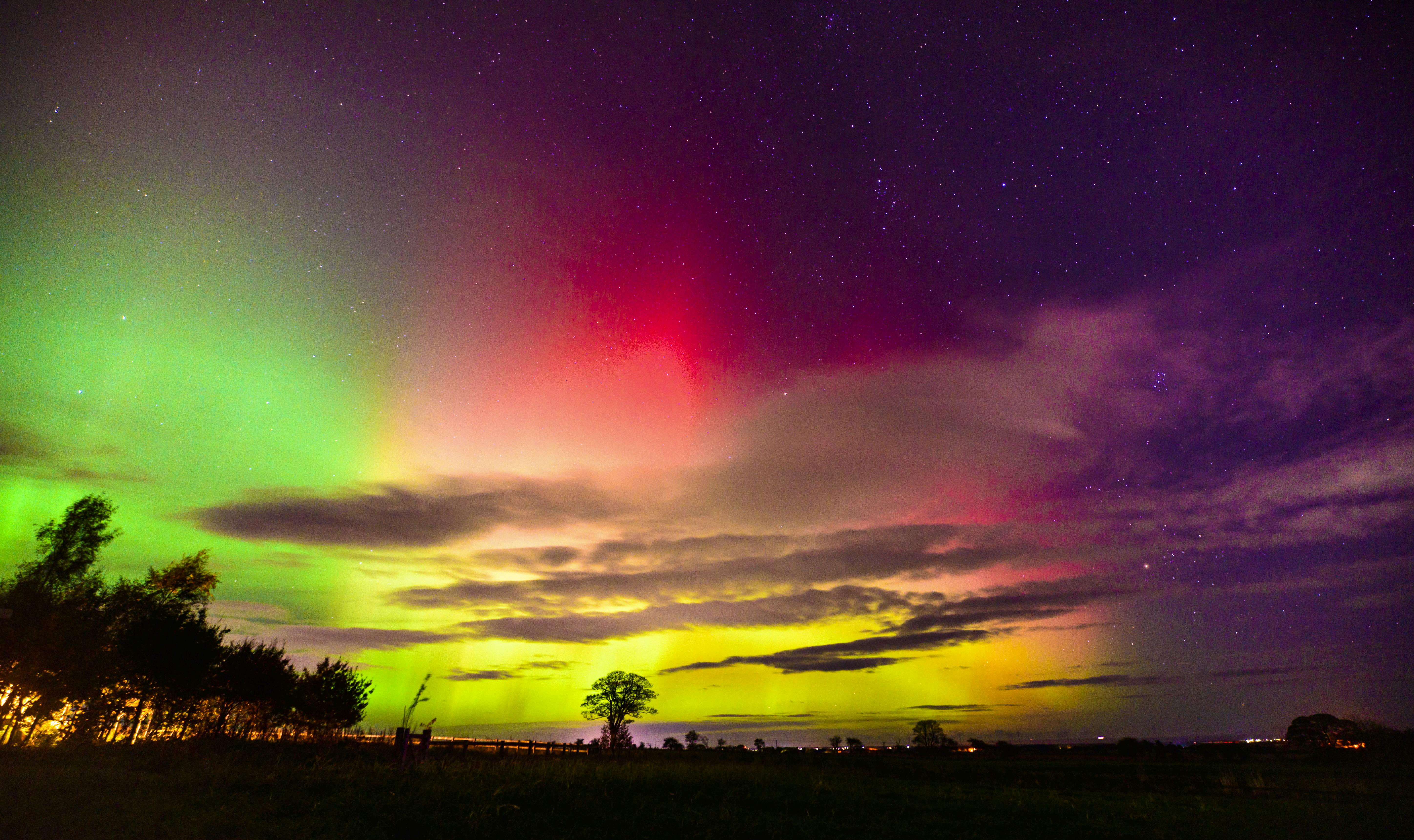 Northern Lights over Hillside Huts