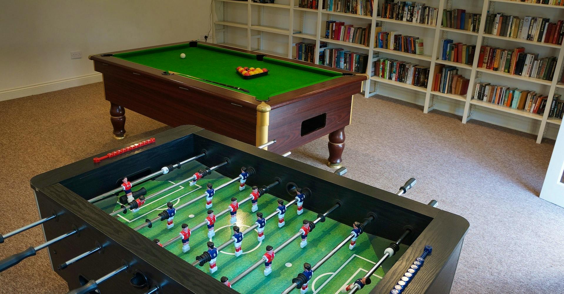 Pool table and table football 