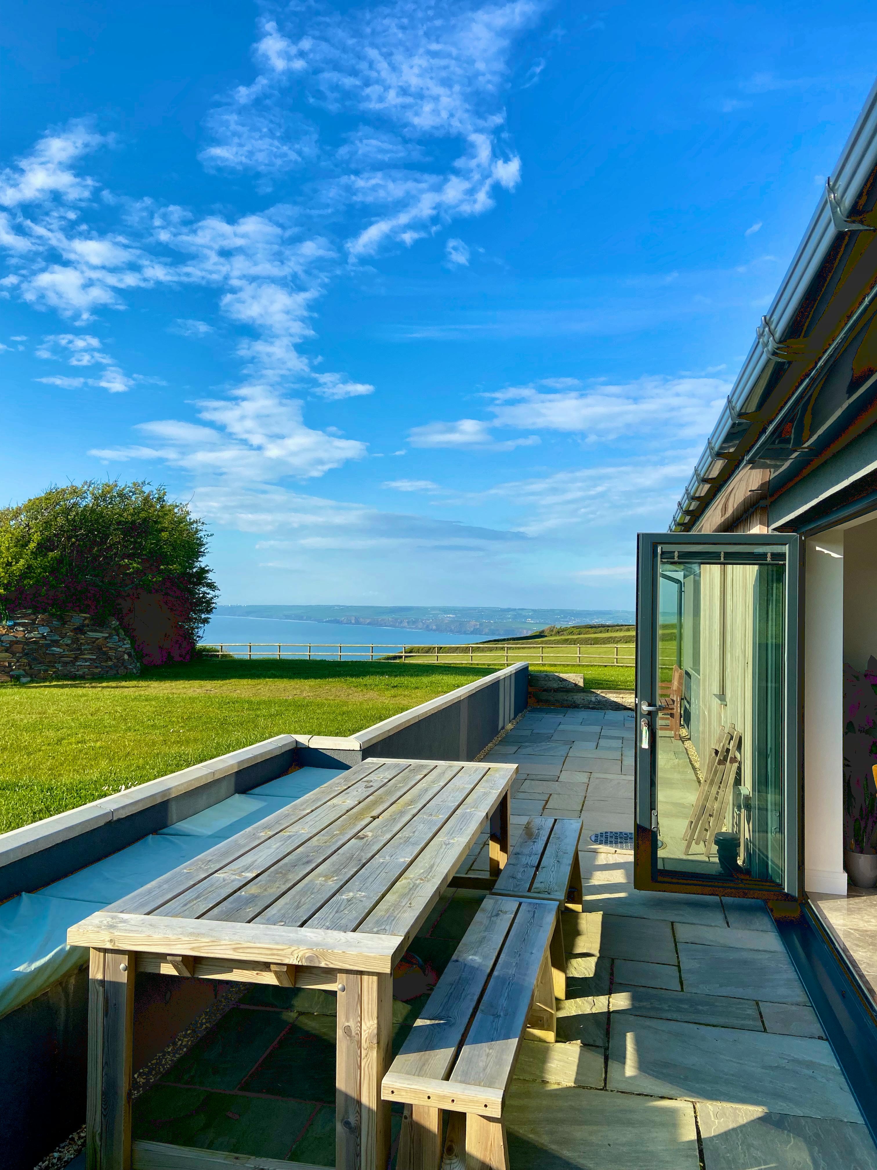 Patio dining area outside bi-folds