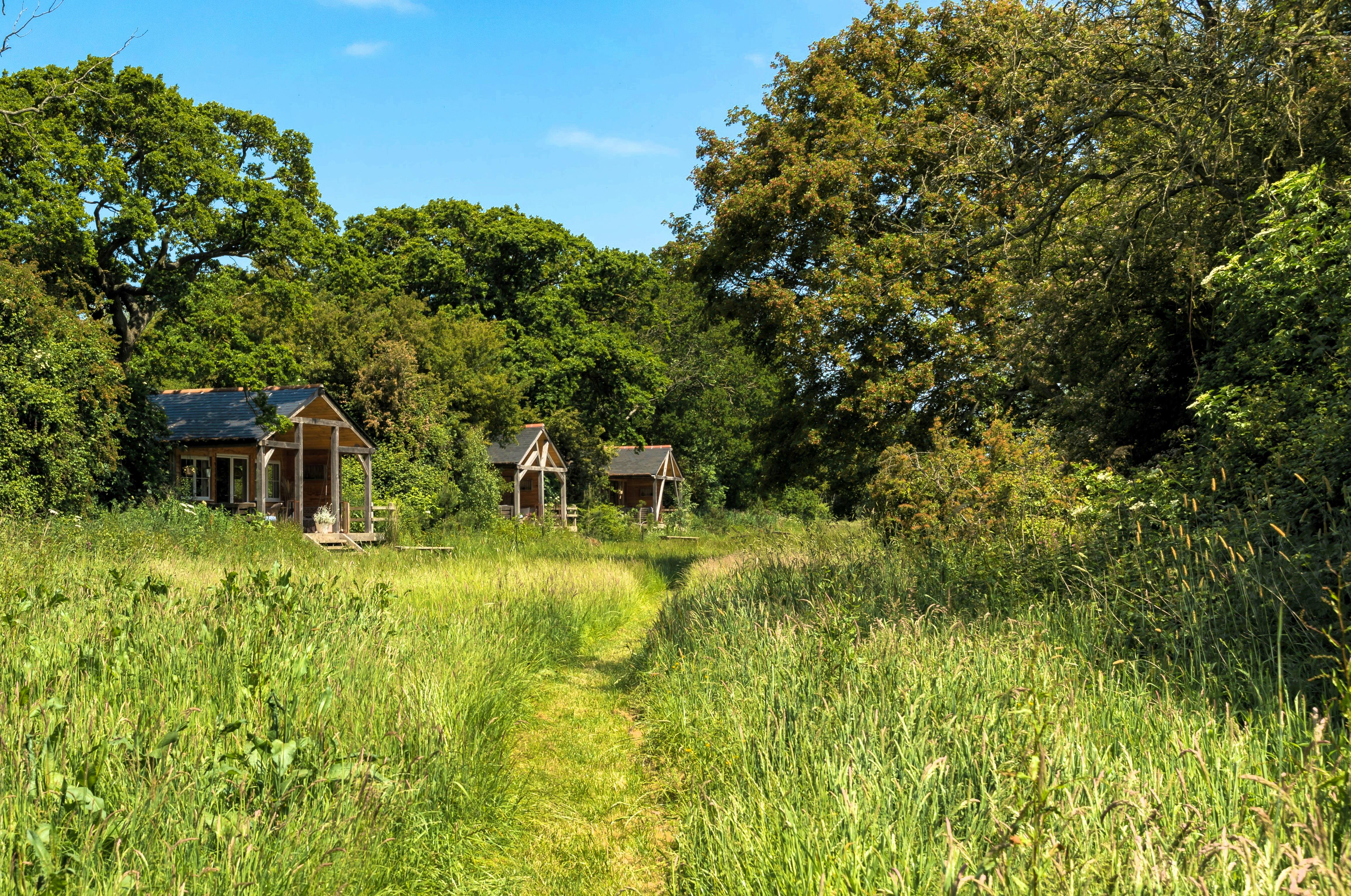Oak framed Cabins on site