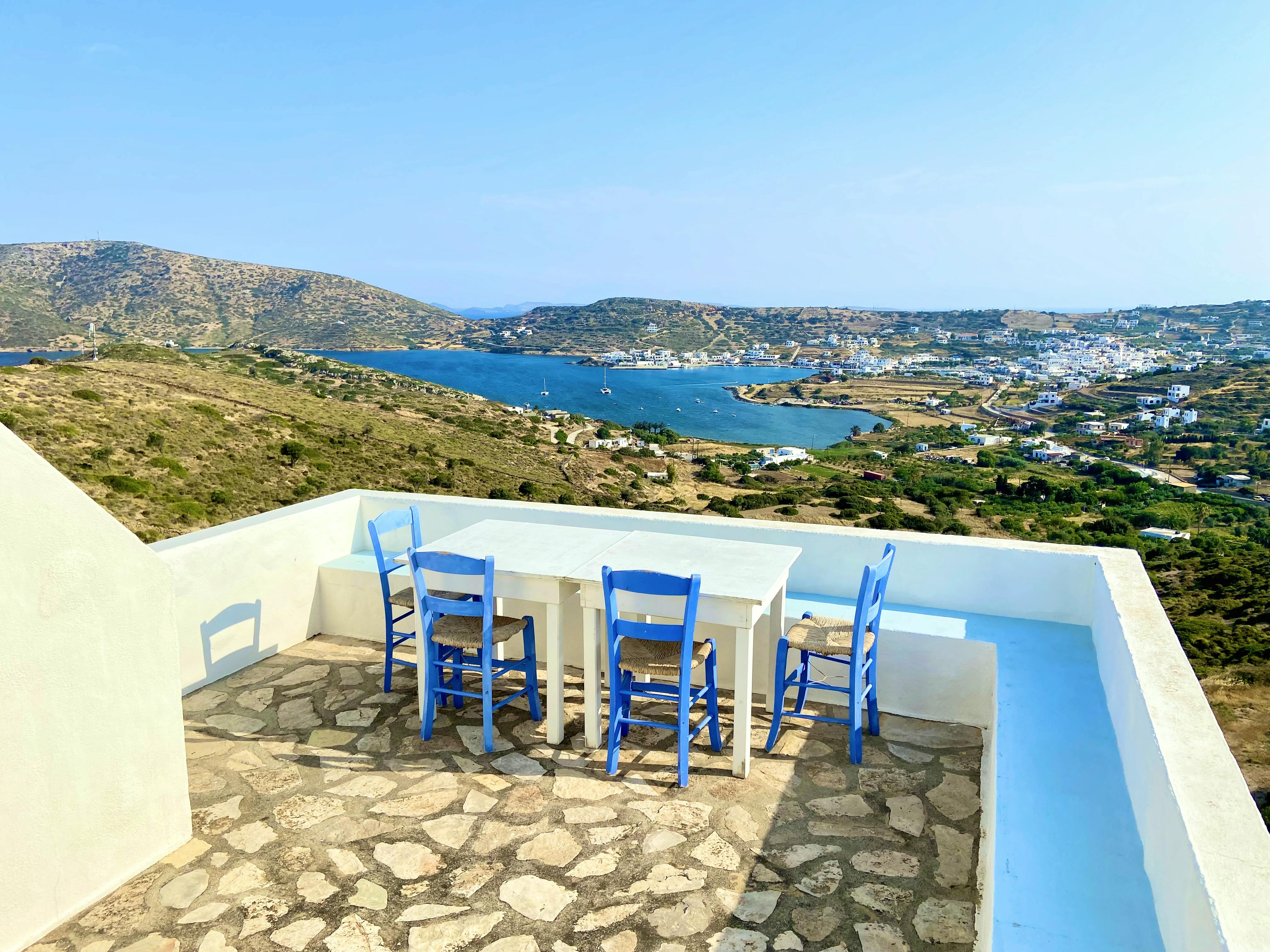 Terrace overlooking town/harbour