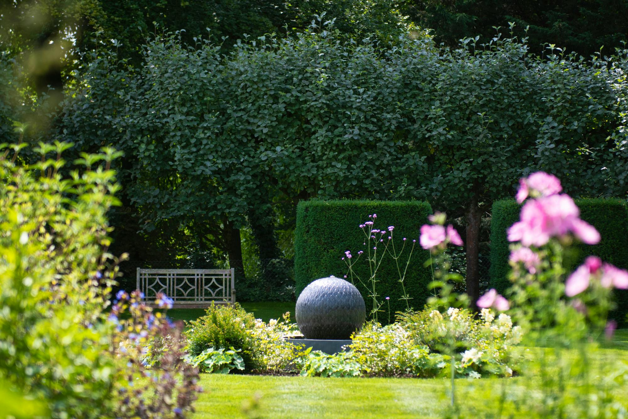 Fountain in walled garden