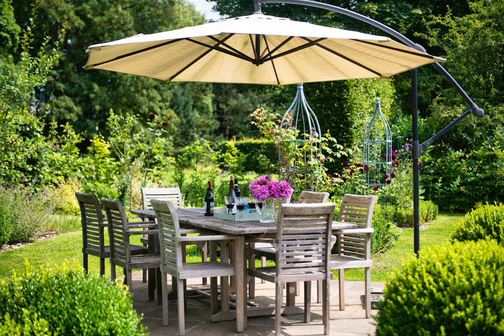 Lunch in the pool house garden