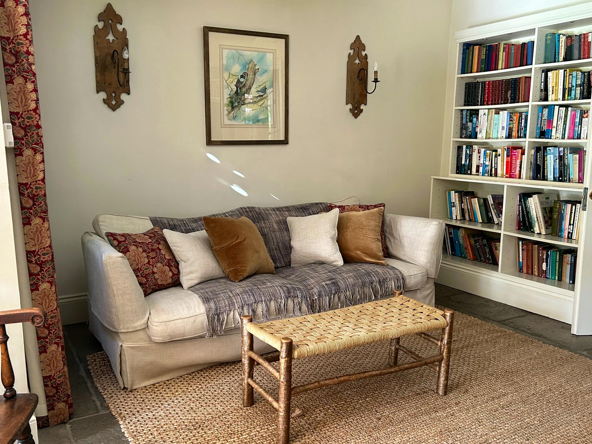 Comfy snug with books & woodburner