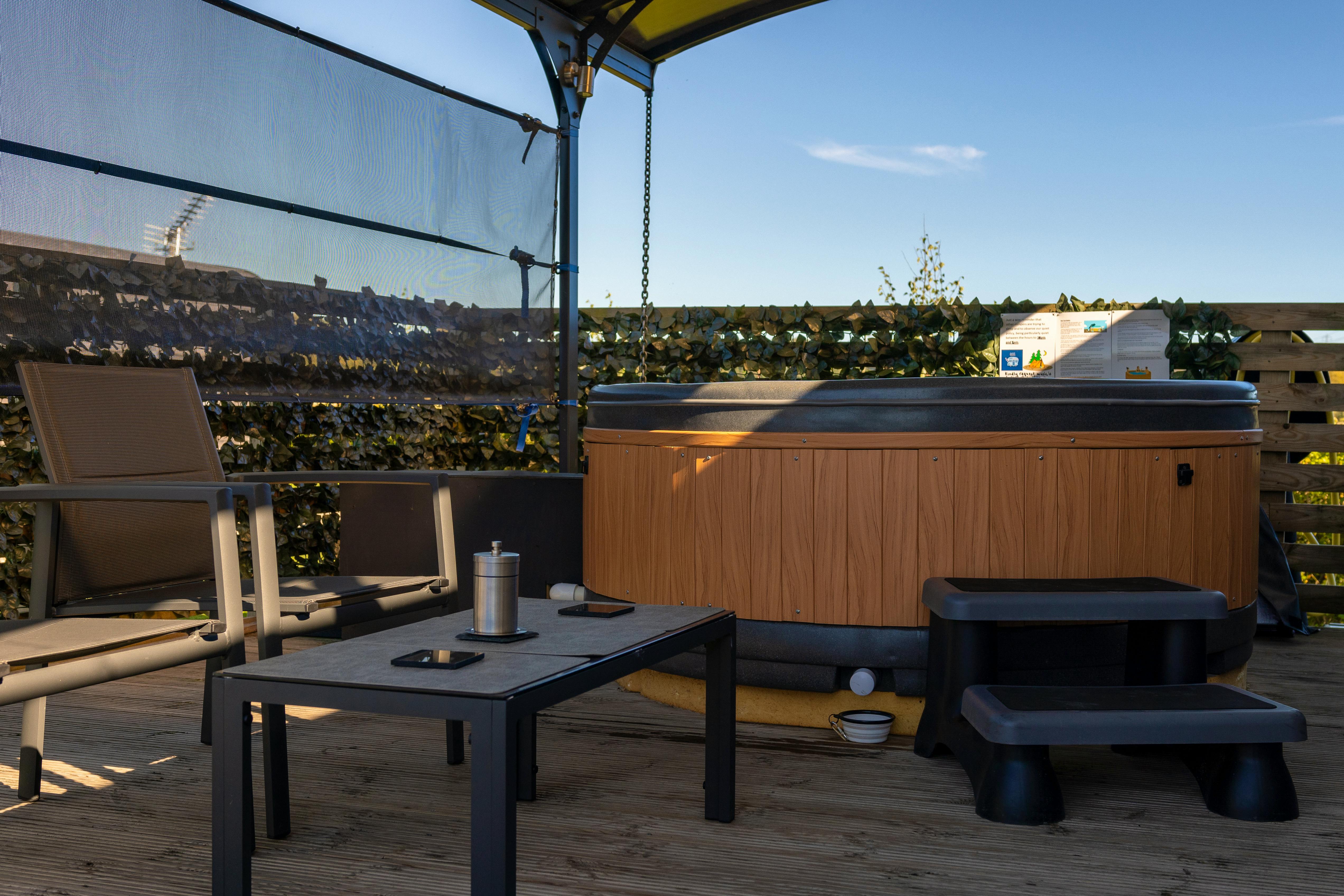 Private decking and hot tub