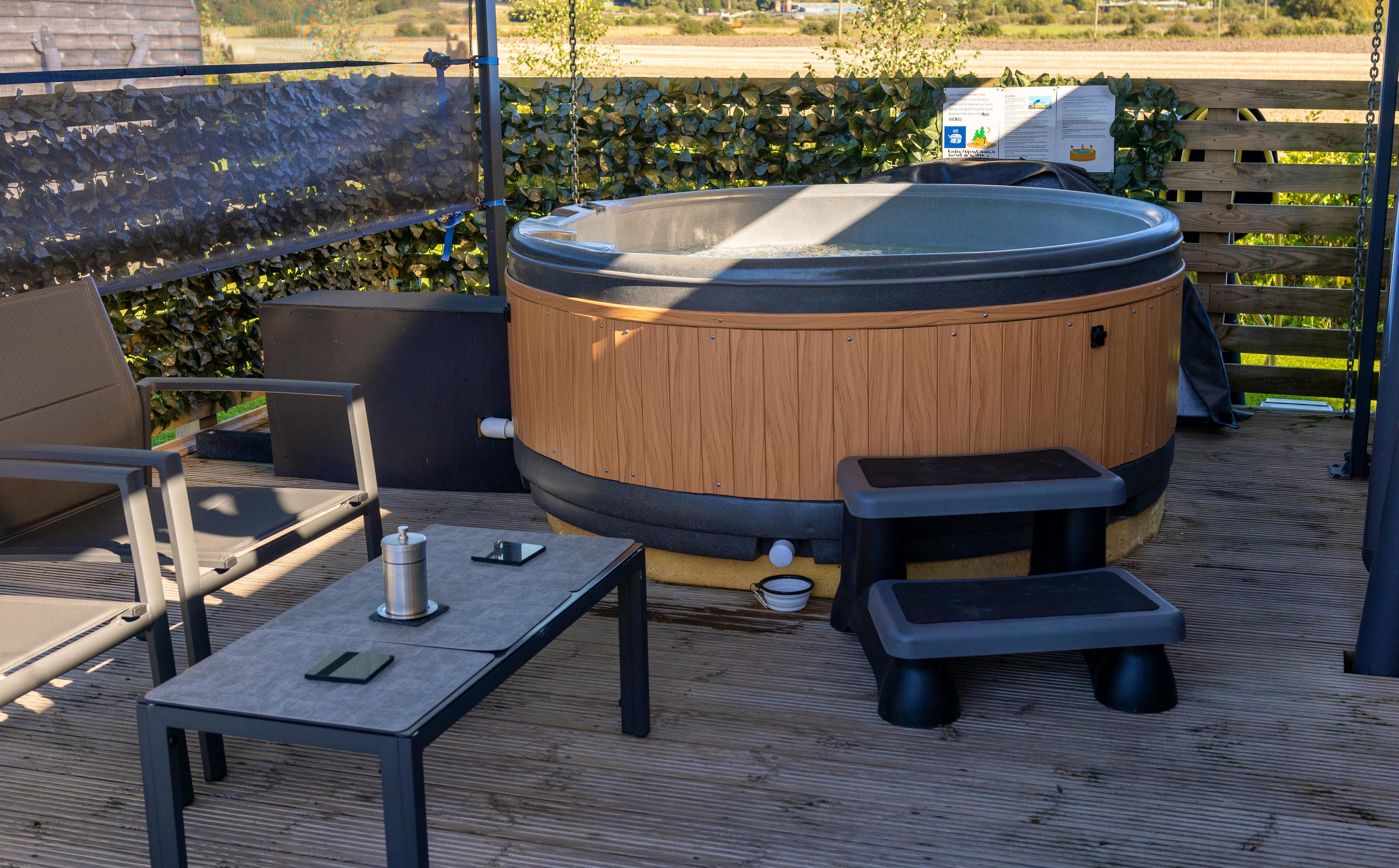 Private decking and hot tub