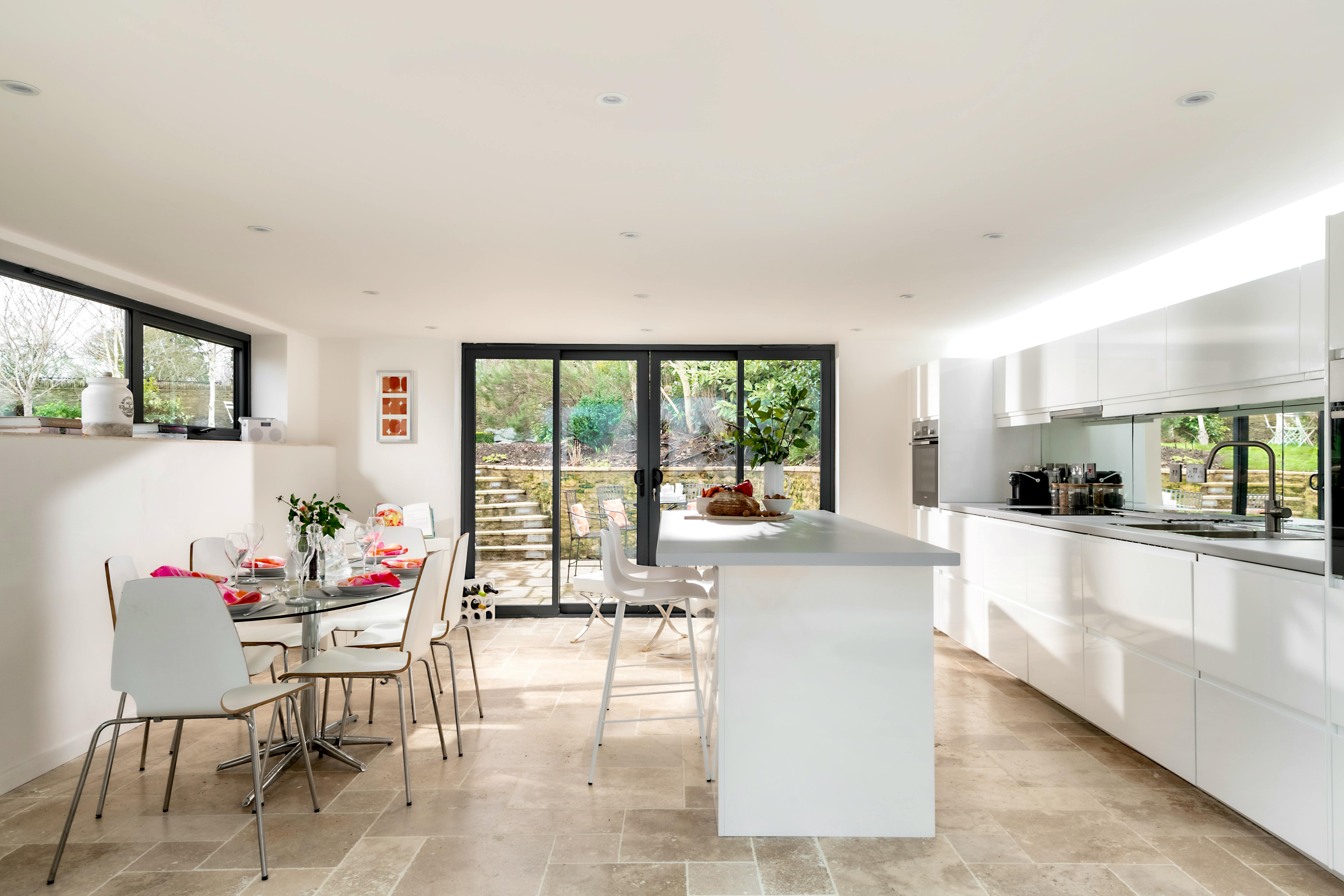 Cook and dine in light filled space