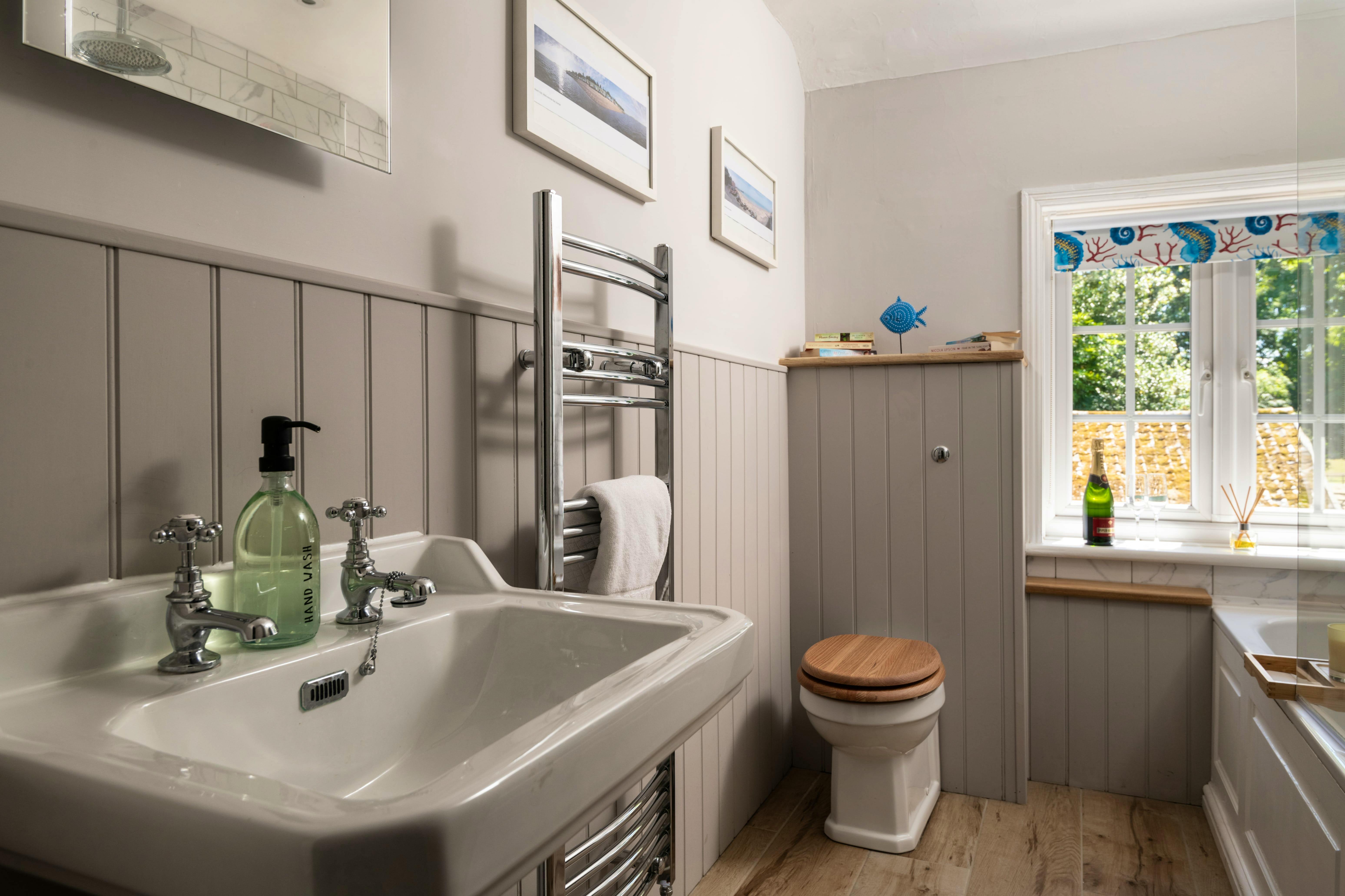 Bathroom with shower over bath