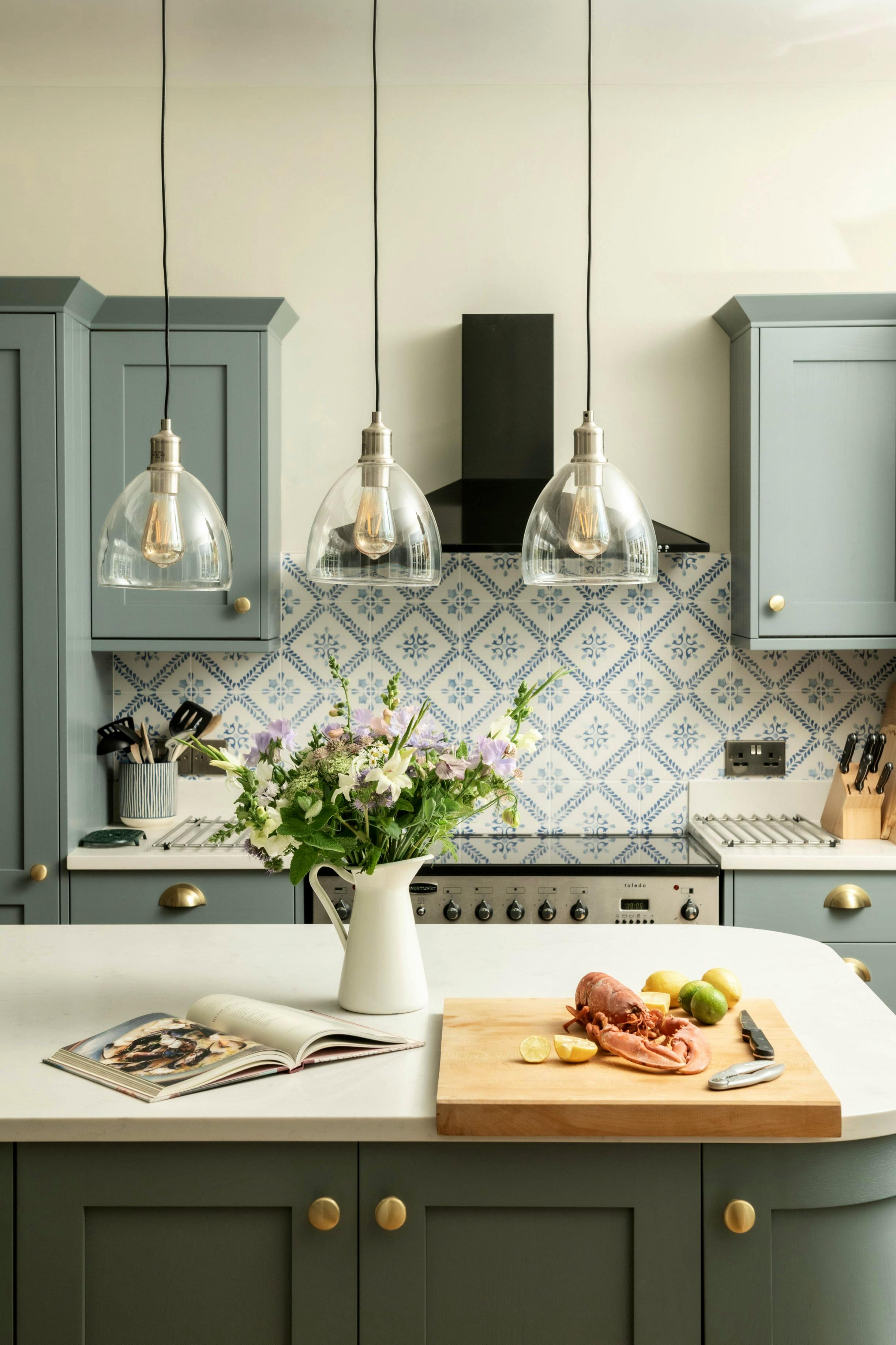 Kitchen island with local lobsters