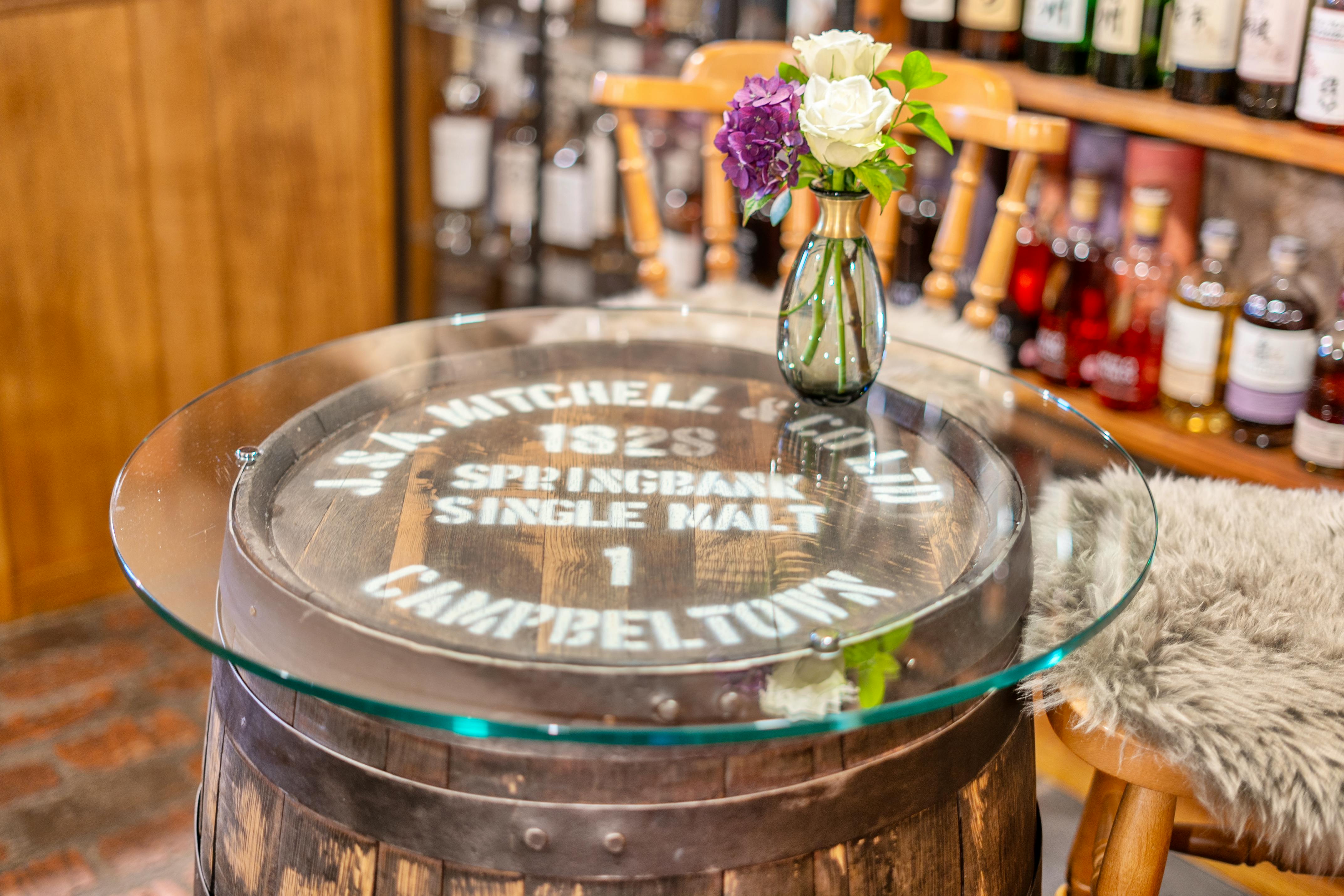 Whisky themed details in the bar